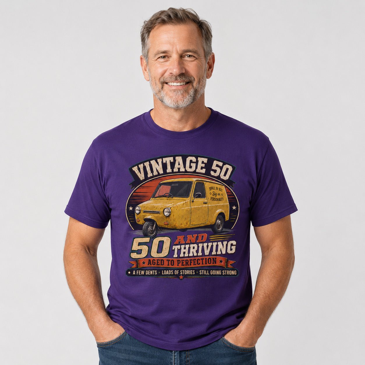 50 and Thriving T-Shirt, Funny 50th Birthday Retro Van Gift Tee