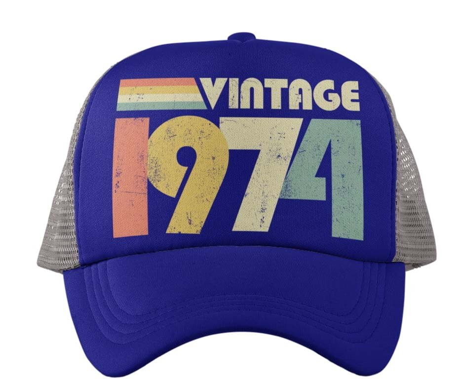 50th Birthday Vintage 1974 Urban Trucker Cap 2024 Birthdays Gift Idea Galaxy Tees