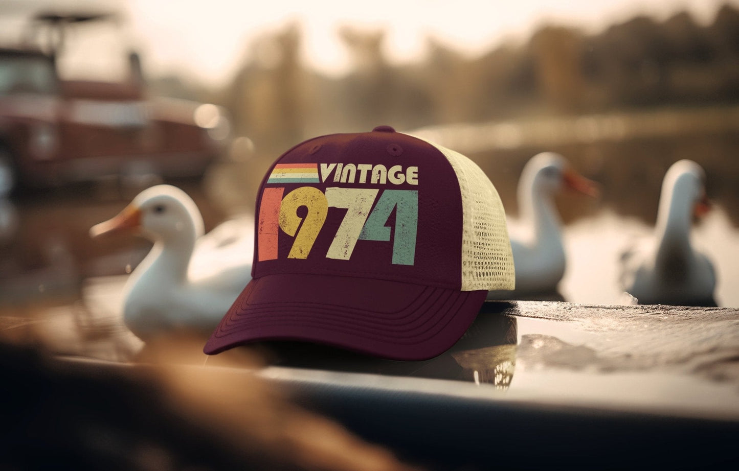50th Birthday Vintage 1974 Urban Trucker Cap 2024 Birthdays Gift Idea Galaxy Tees
