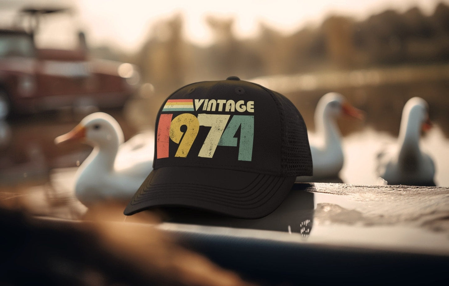 50th Birthday Vintage 1974 Urban Trucker Cap 2024 Birthdays Gift Idea Galaxy Tees