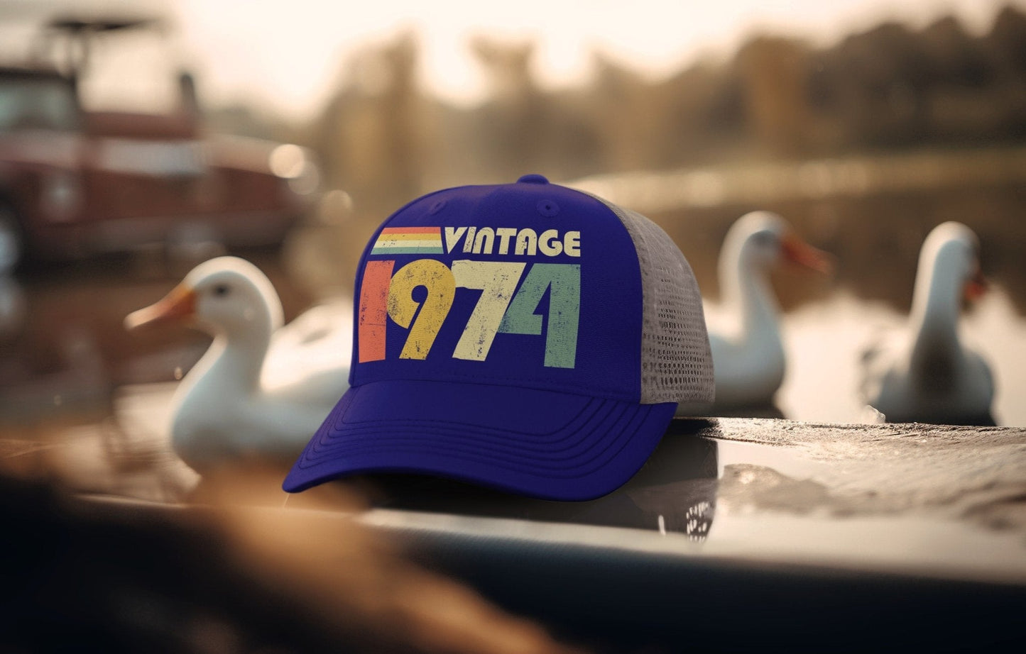 50th Birthday Vintage 1974 Urban Trucker Cap 2024 Birthdays Gift Idea Galaxy Tees
