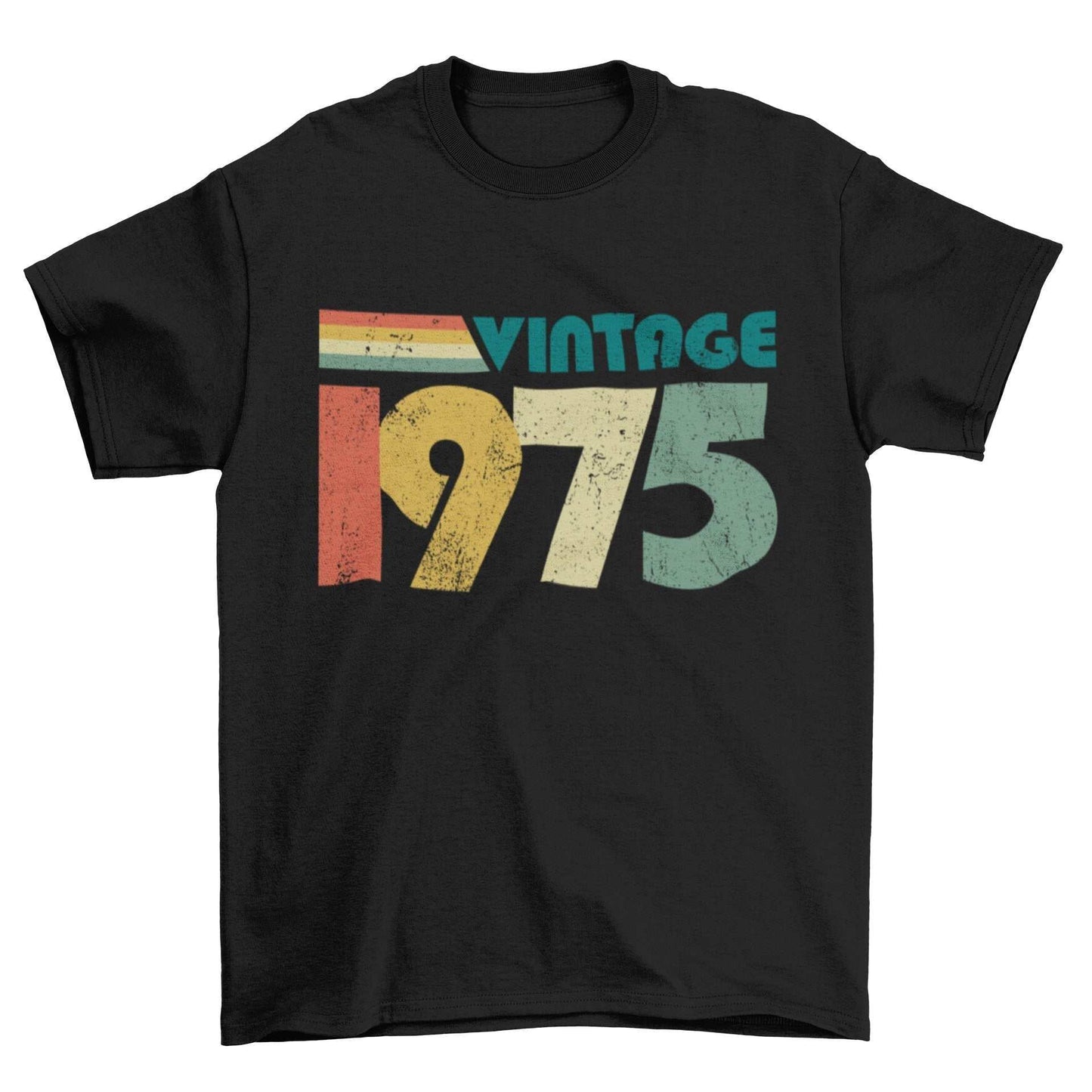 Vintage 1975 t-shirt featuring retro design, perfect 50th birthday gift idea for 2025.