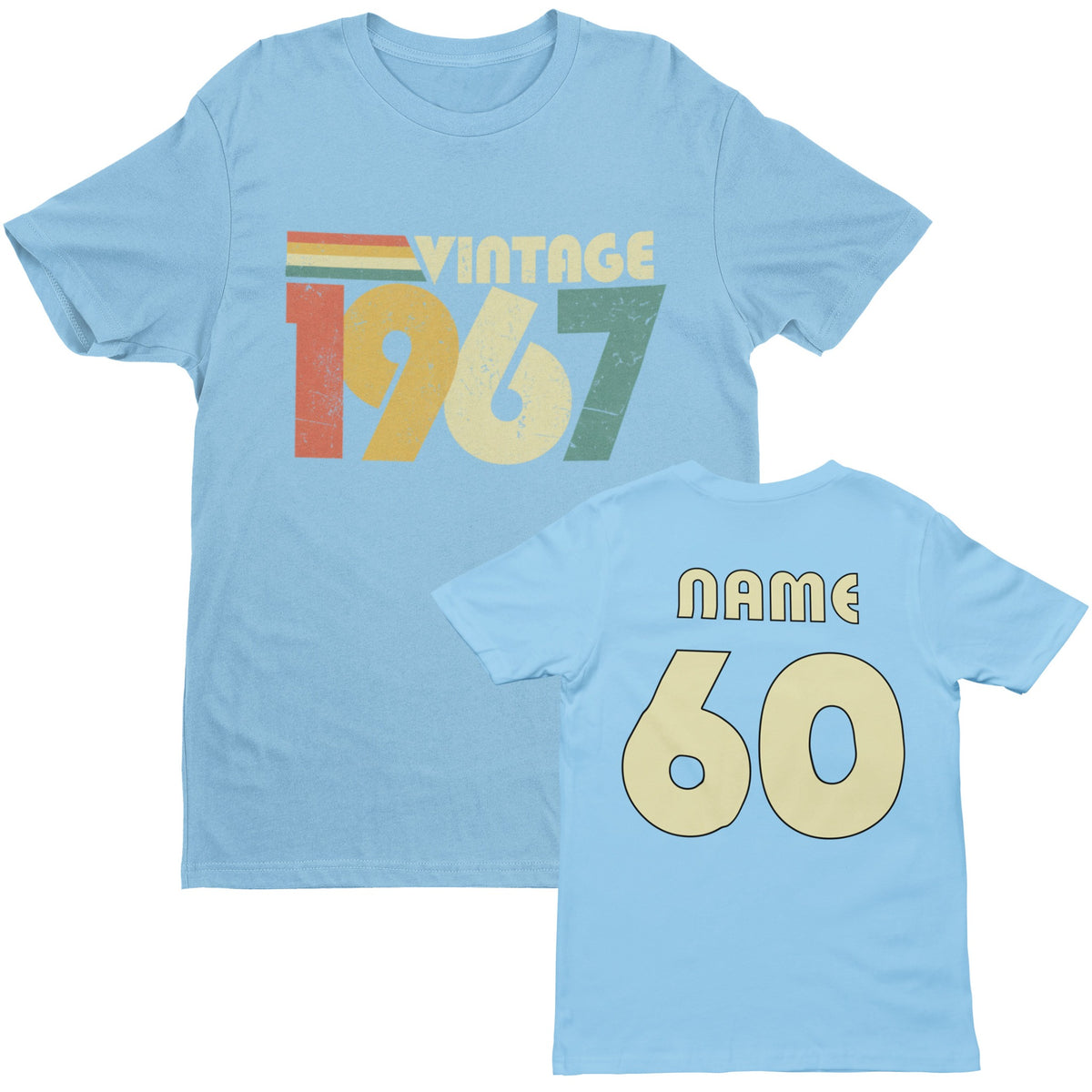 Personalised Vintage 1967 T-Shirt - 60th Birthday 2027 with Name on Back