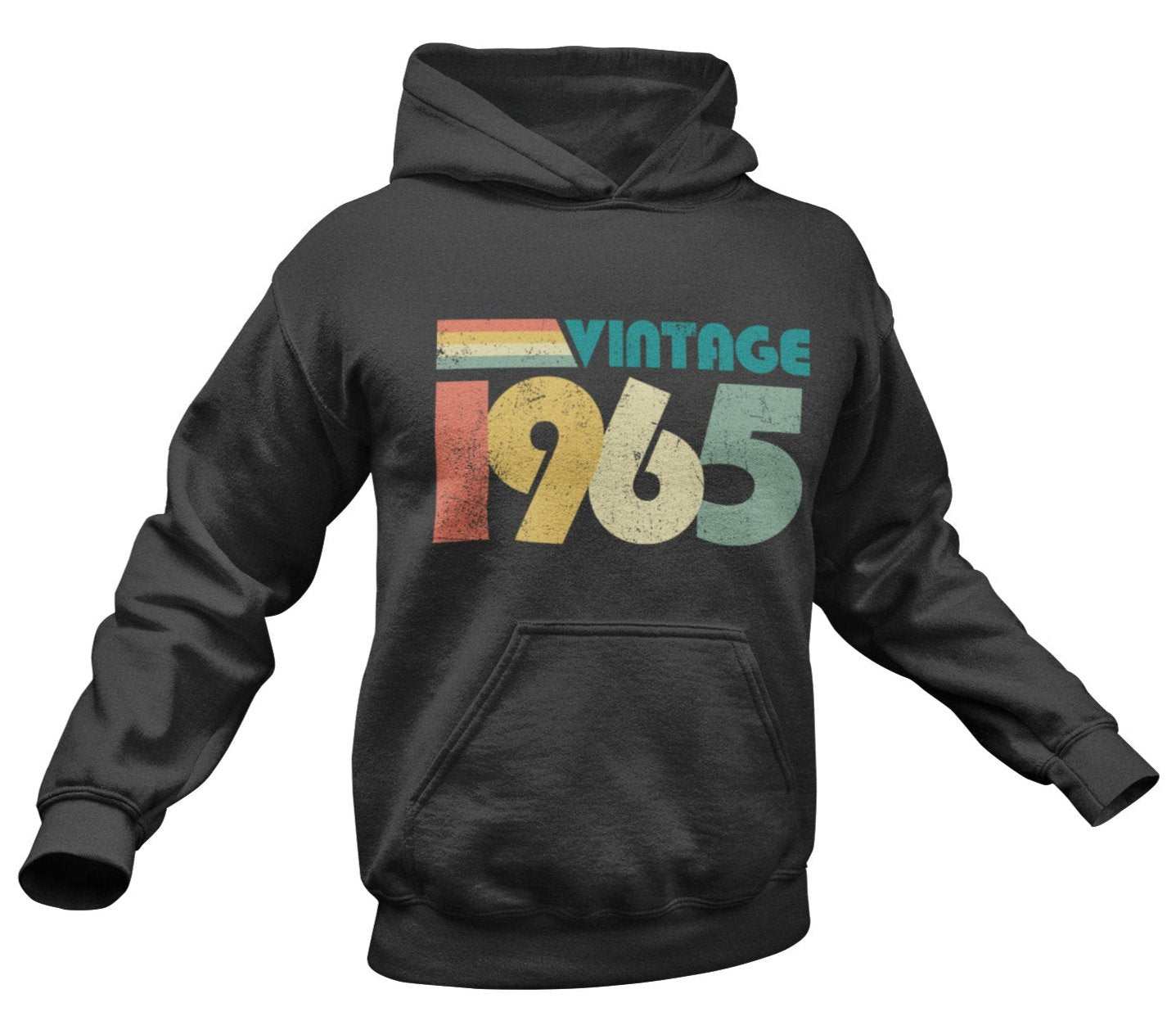 Vintage 1965 retro design hoodie for 60th birthday in 2025, perfect gift for those born in 1965.