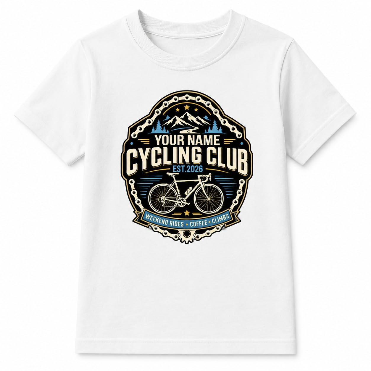 Kids Personalised Cycling Club T-Shirt Custom Name Year Bike Rider T-Shirt Cycling Gift for Boys Girls Bicycle Club - Galaxy Tees