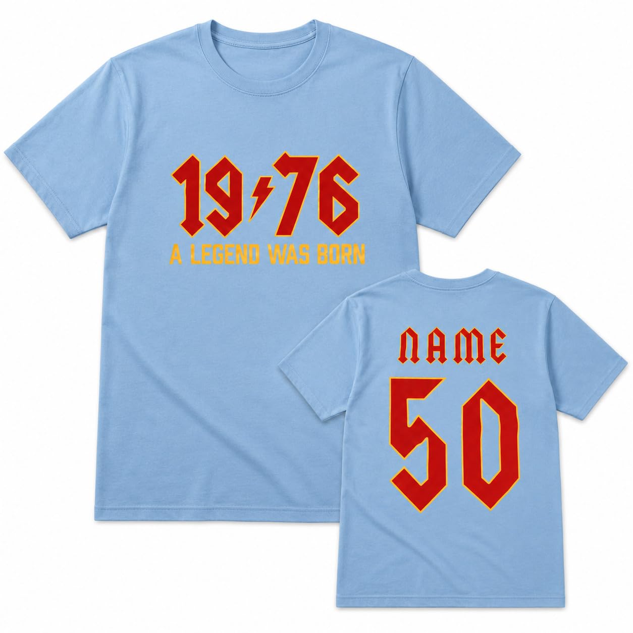 Personalised 50th Birthday T-Shirt 2026 Vintage 1976 Rock Style Custom Name Back Print Men's Birthday Gift T-Shirt - Galaxy Tees