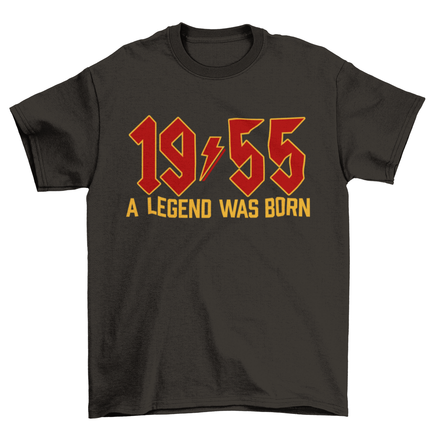 70th birthday t-shirt with "1955 A Legend Was Born" in retro heavy metal font.