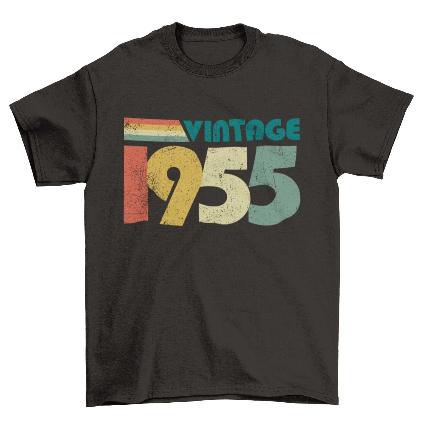 Vintage 1955 retro style t-shirt with bold "1955" and vintage typography, perfect 70th birthday gift.