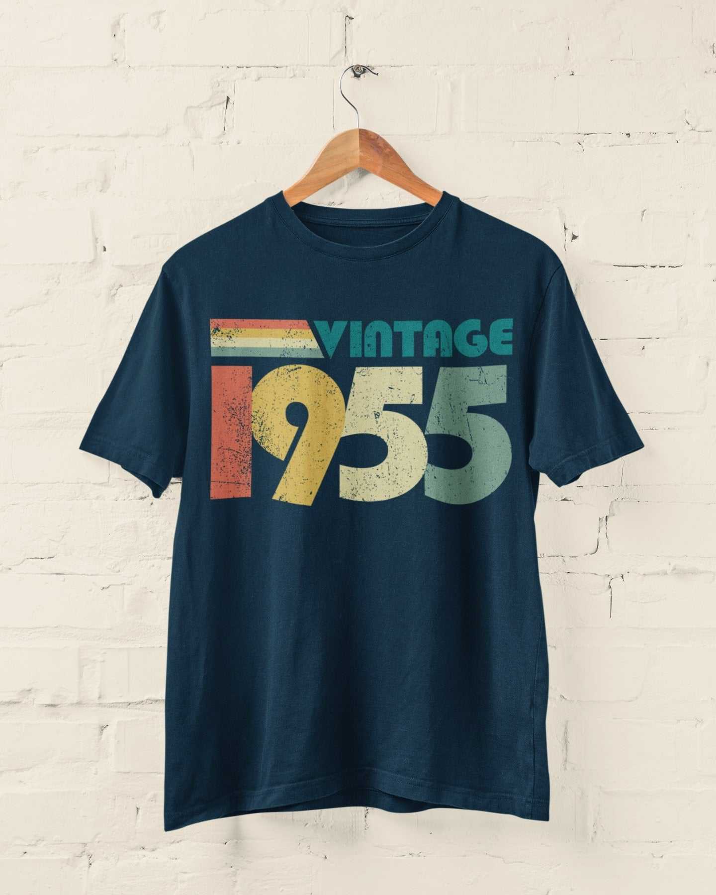 Vintage 1955 t-shirt with retro design and "A Legend Was Born" typography, perfect for a 70th birthday gift idea in 2025.