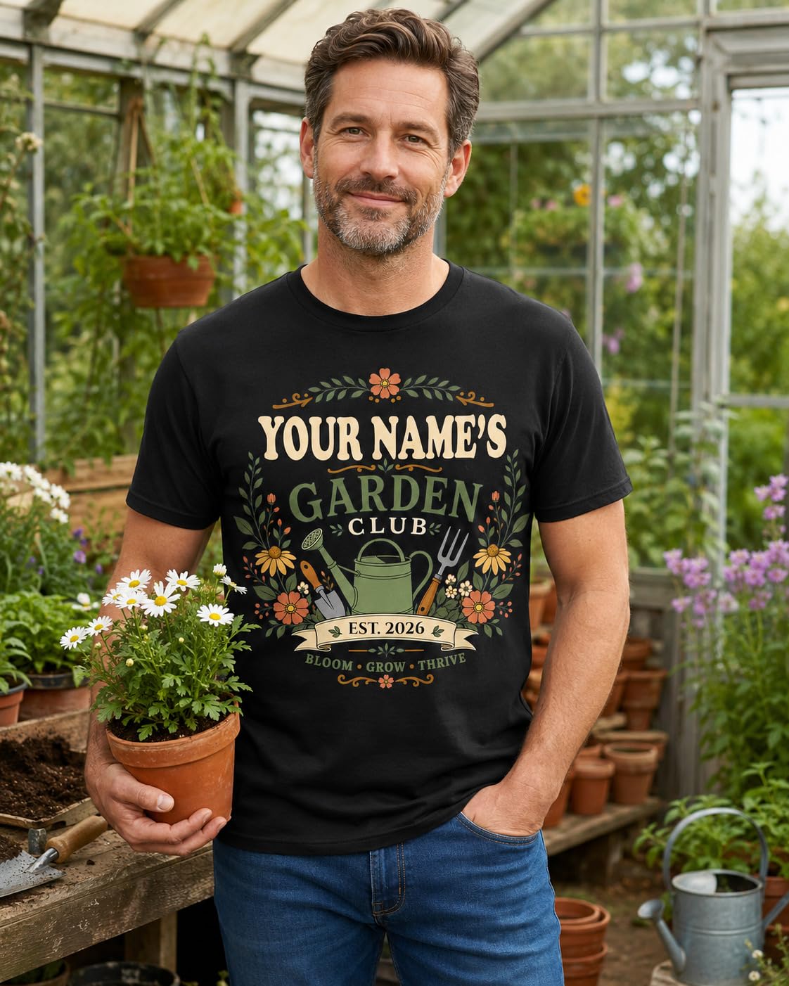 Personalised Garden Club T-Shirt Men’s Gardening Gift Custom Name Year Gardener Plant Lover T-Shirt - Galaxy Tees