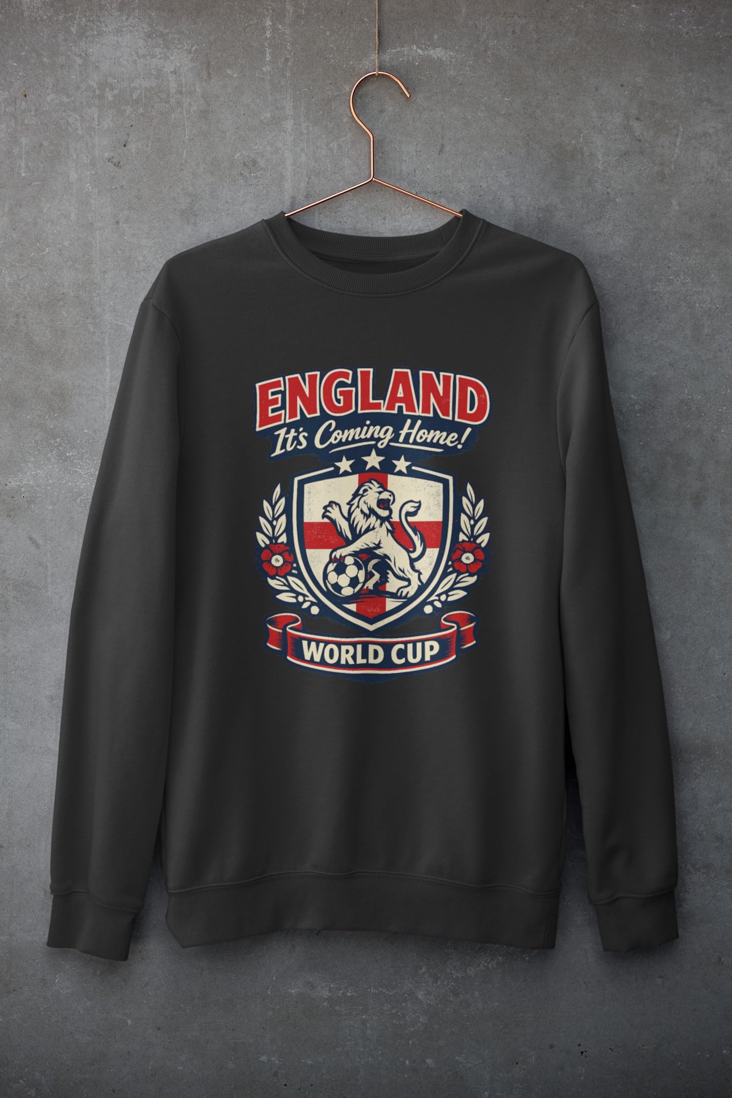 Personalised England World Cup Sweatshirt Custom Name Number Back Print Adult Football Fan Jumper Gift - Galaxy Tees