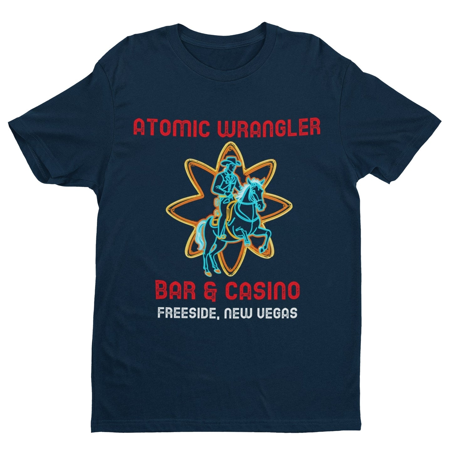 Atomic Wrangler Bar and Casino T Shirt Freeside New Vegas TV Gamer GamGalaxy Tees
