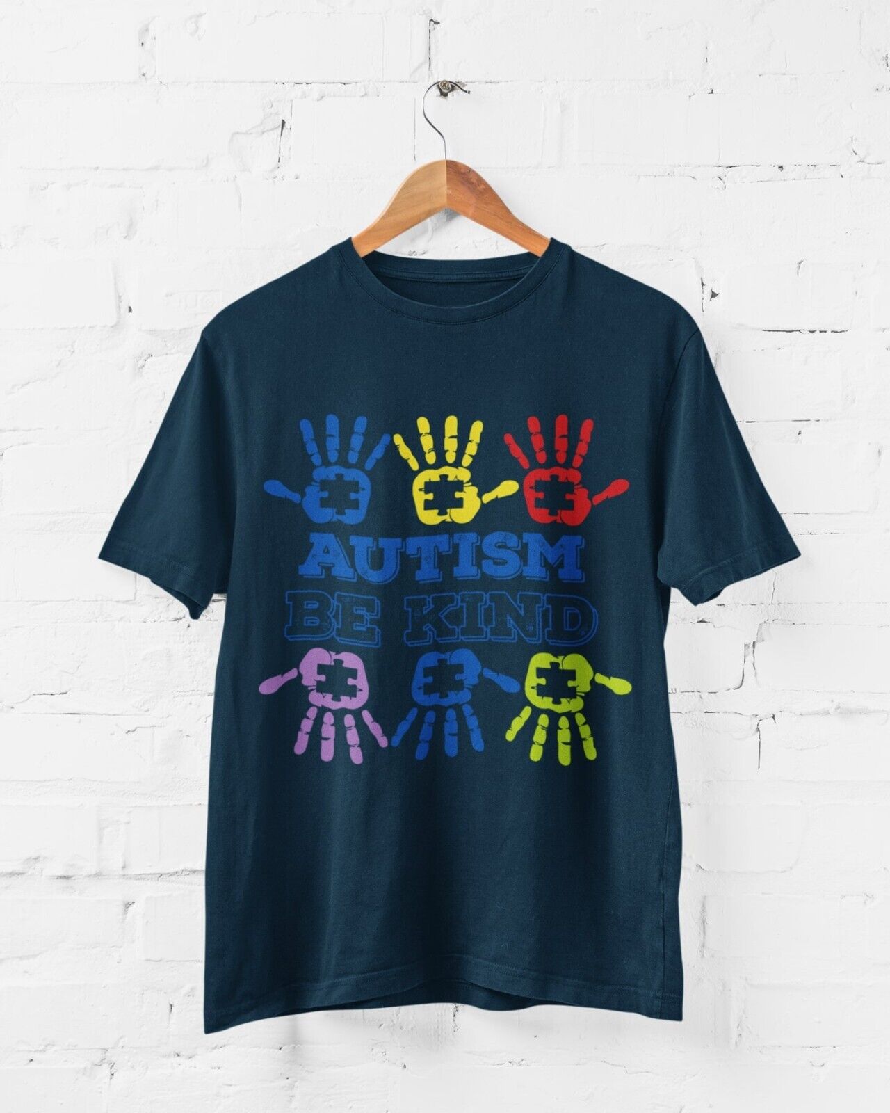 Autism Awareness and Support T Shirt Be Kind Handprints Jigsaw Love DiGalaxy Tees