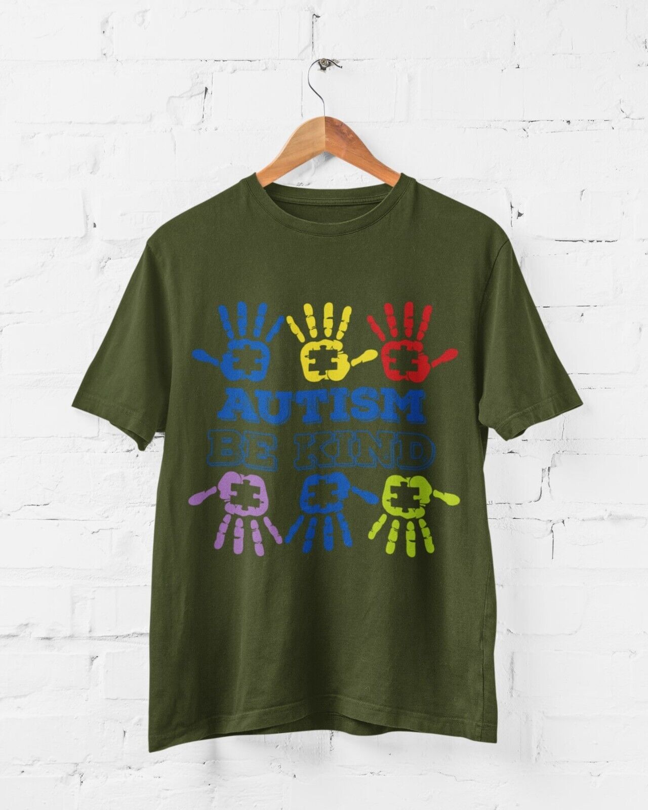 Autism Awareness and Support T Shirt Be Kind Handprints Jigsaw Love DiGalaxy Tees