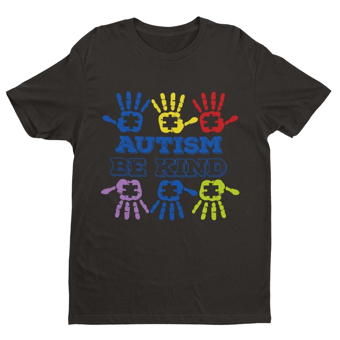 Autism Awareness and Support T Shirt Be Kind Handprints Jigsaw Love DiGalaxy Tees