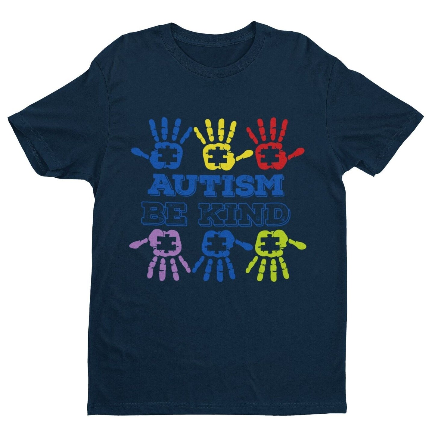 Autism Awareness and Support T Shirt Be Kind Handprints Jigsaw Love DiGalaxy Tees