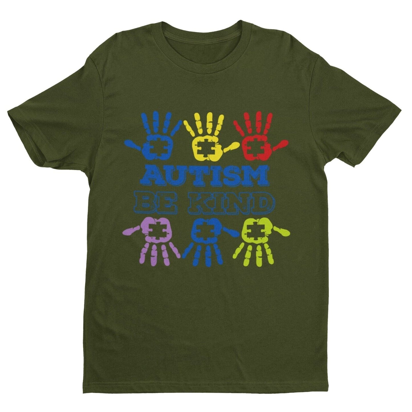 Autism Awareness and Support T Shirt Be Kind Handprints Jigsaw Love DiGalaxy Tees