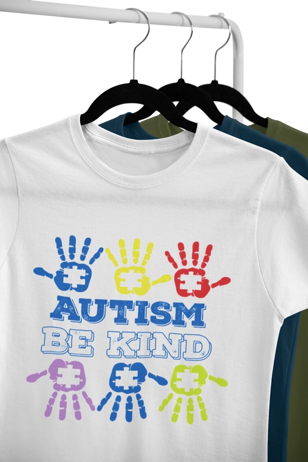 Autism Awareness and Support T Shirt Be Kind Handprints Jigsaw Love DiGalaxy Tees
