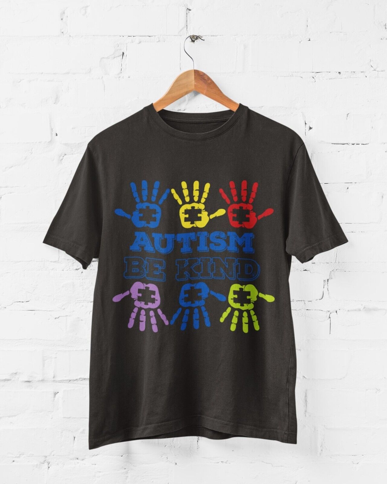 Autism Awareness and Support T Shirt Be Kind Handprints Jigsaw Love DiGalaxy Tees