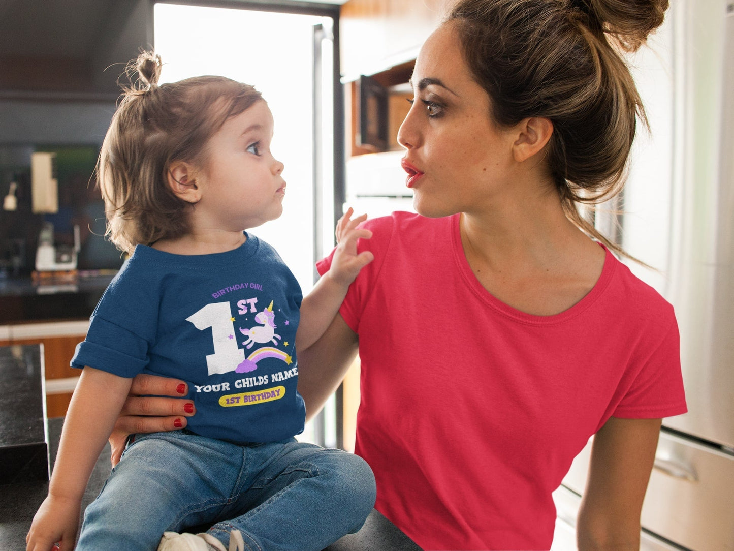 Baby Girls Personalised 1st Birthday Cute Unicorn T Shirt with Name PrGalaxy Tees