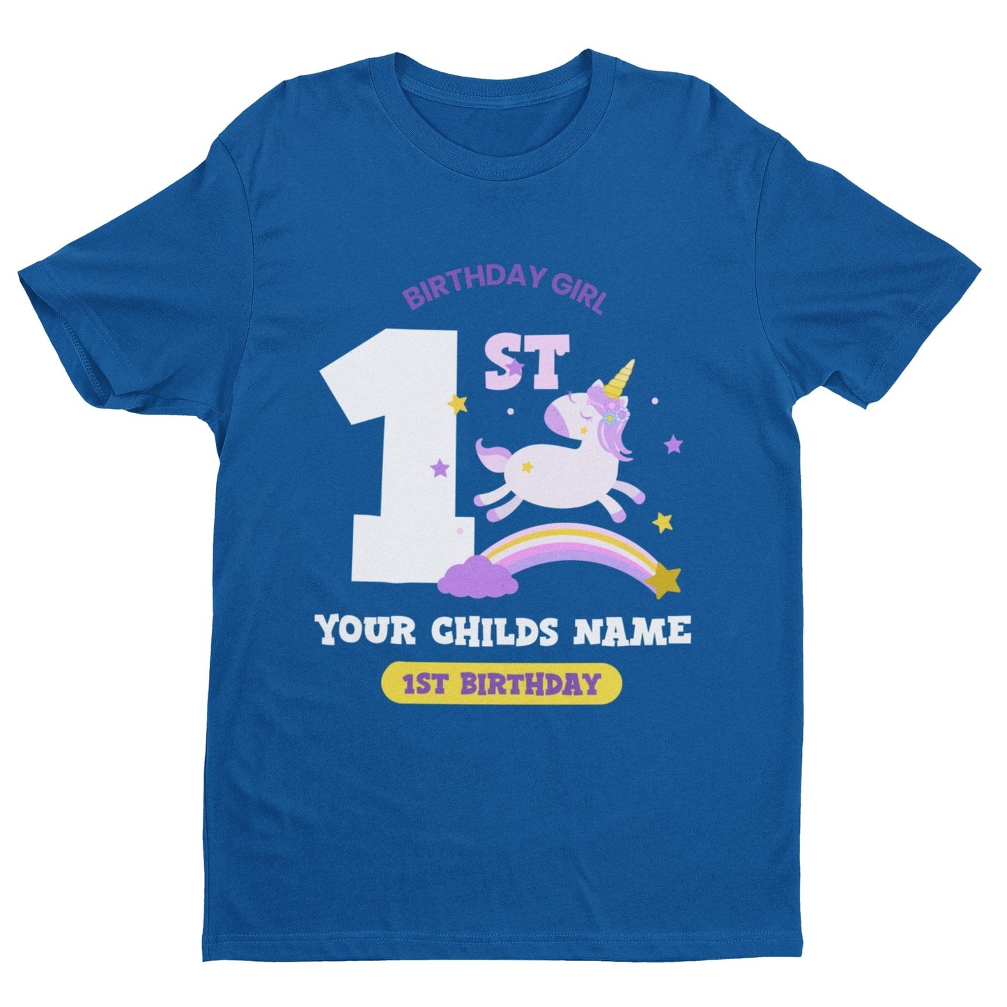 Baby Girls Personalised 1st Birthday Cute Unicorn T Shirt with Name PrGalaxy Tees