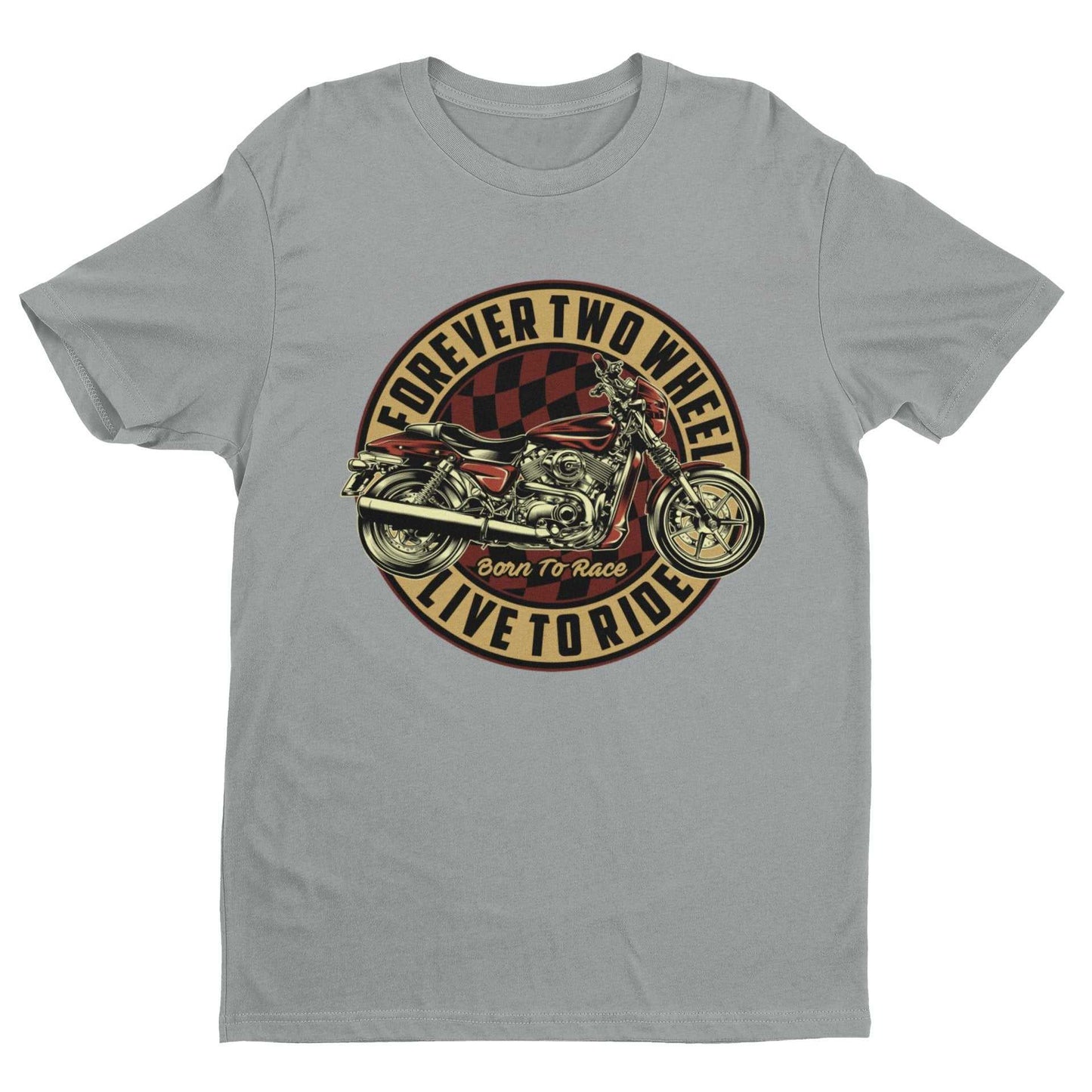 Biker T Shirt Forever Two Wheels Live To Ride Born To Rave Motorcycle Galaxy Tees