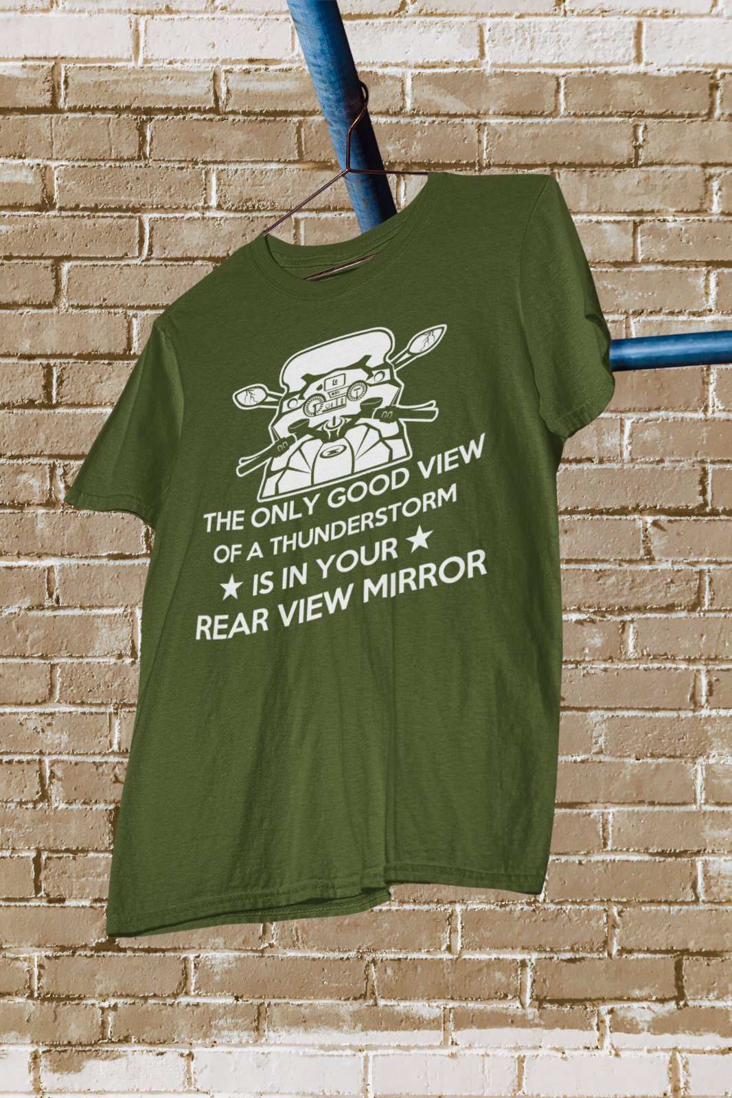 Biker T Shirt The Only Good View Of A Thunderstorm In Rear View MirrorGalaxy Tees