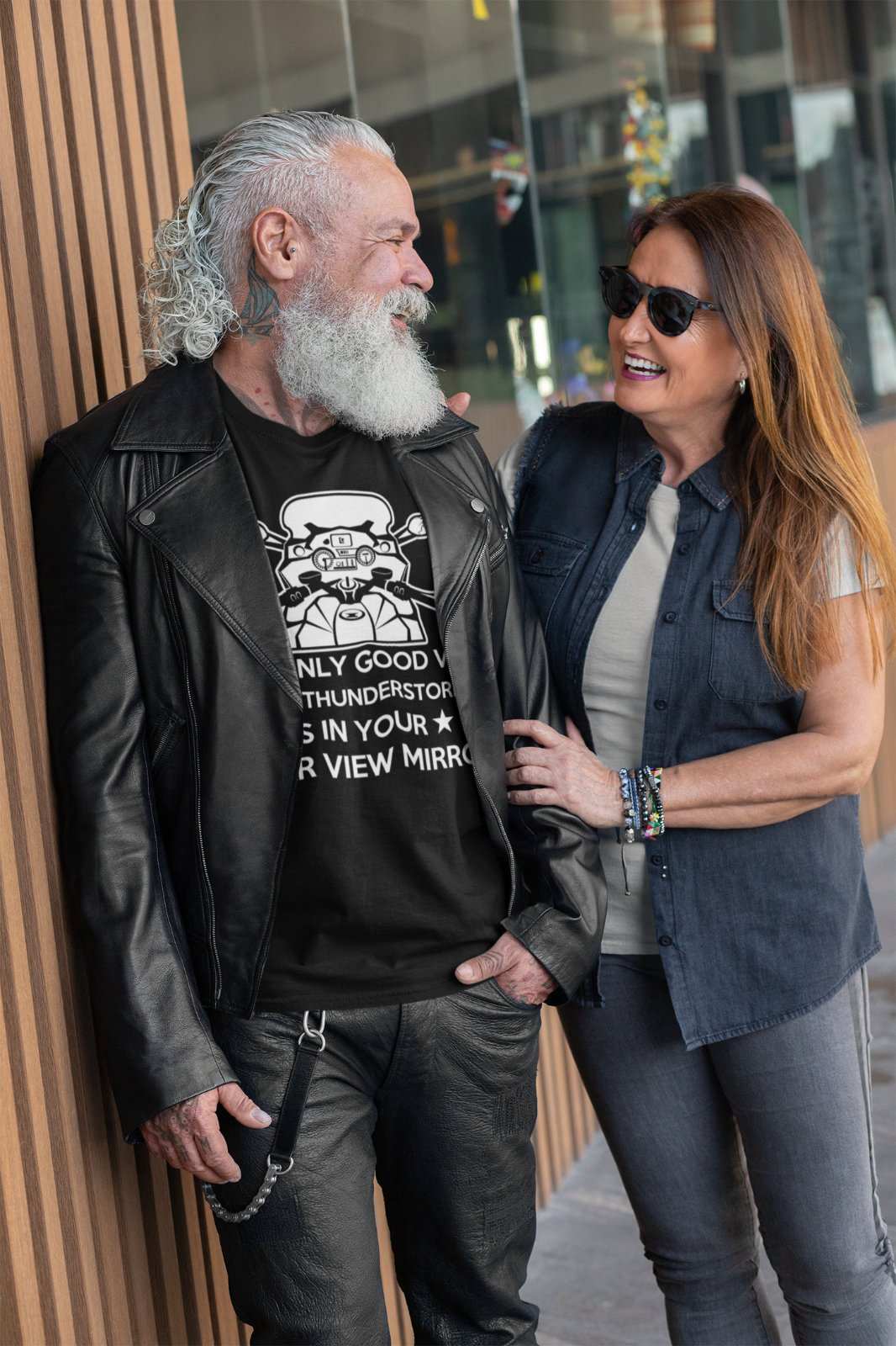 Biker T Shirt The Only Good View Of A Thunderstorm In Rear View MirrorGalaxy Tees