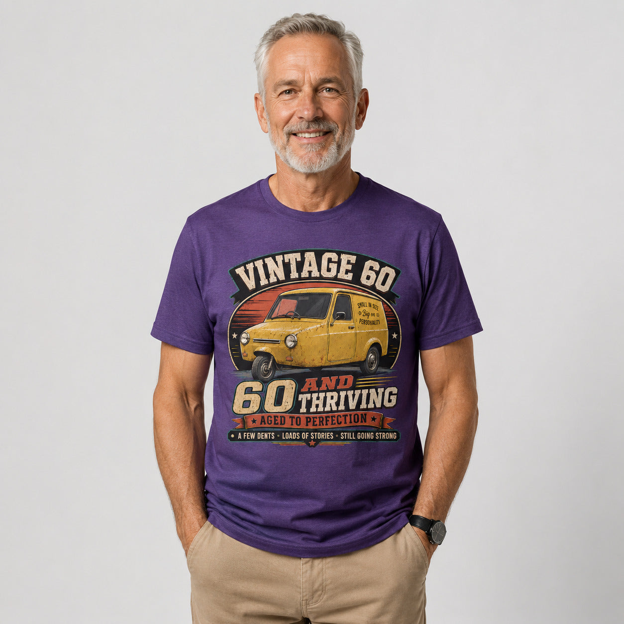 60 and Thriving T-Shirt, Funny 60th Birthday Retro Van Gift Tee