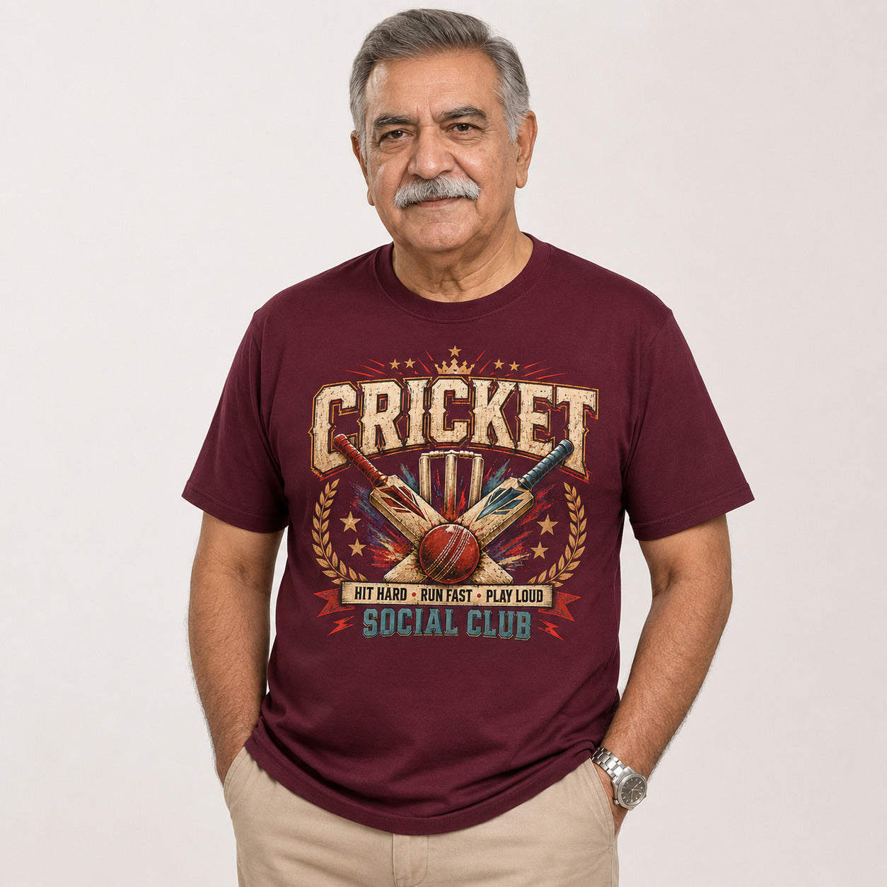 Cricket T-Shirt, Hit Hard Run Fast Play Loud Tee