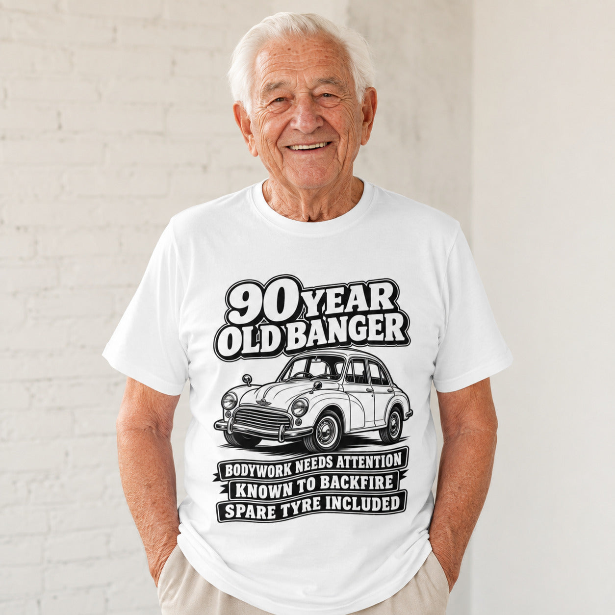 90 Year Old Banger T-Shirt - Funny 90th Birthday Classic Car Gift