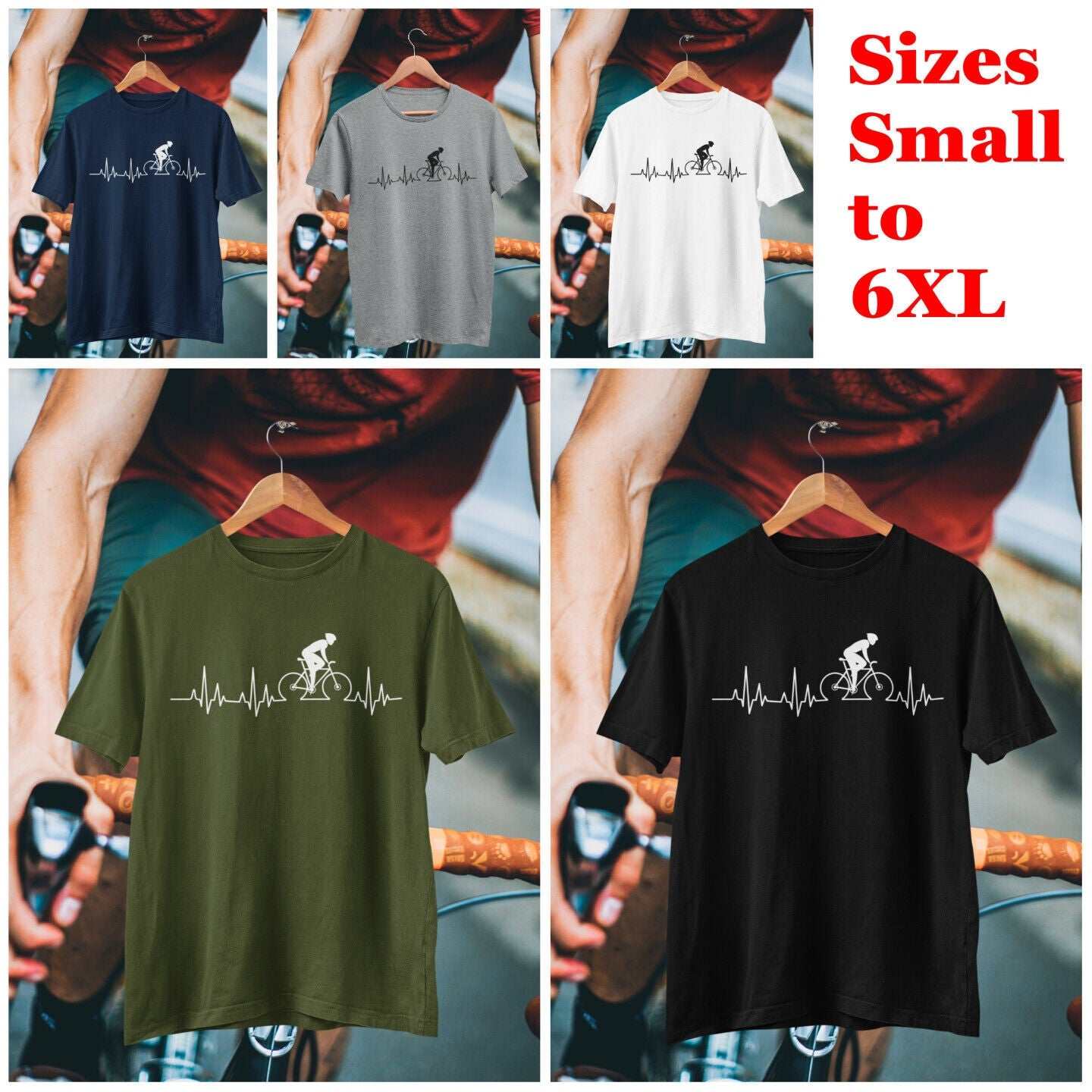 Cycling Pulse Heartbeat T Shirt Gift For Cyclist Bike Dad Gift Idea CyGalaxy Tees