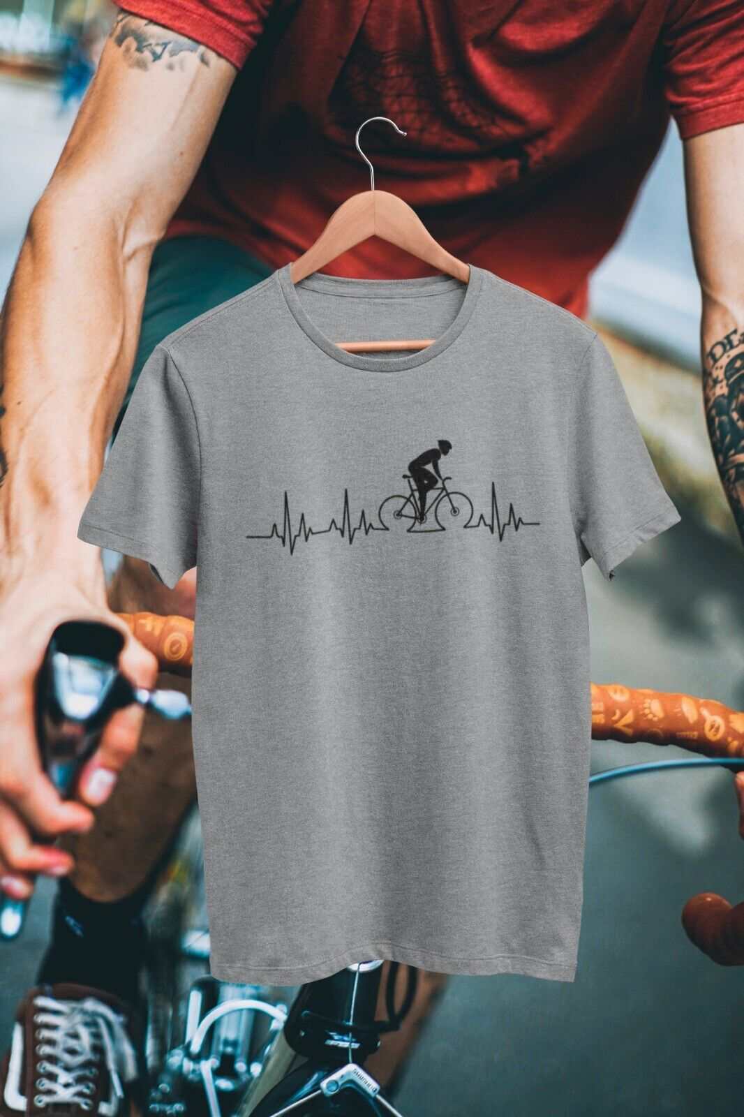 Cycling Pulse Heartbeat T Shirt Gift For Cyclist Bike Dad Gift Idea CyGalaxy Tees