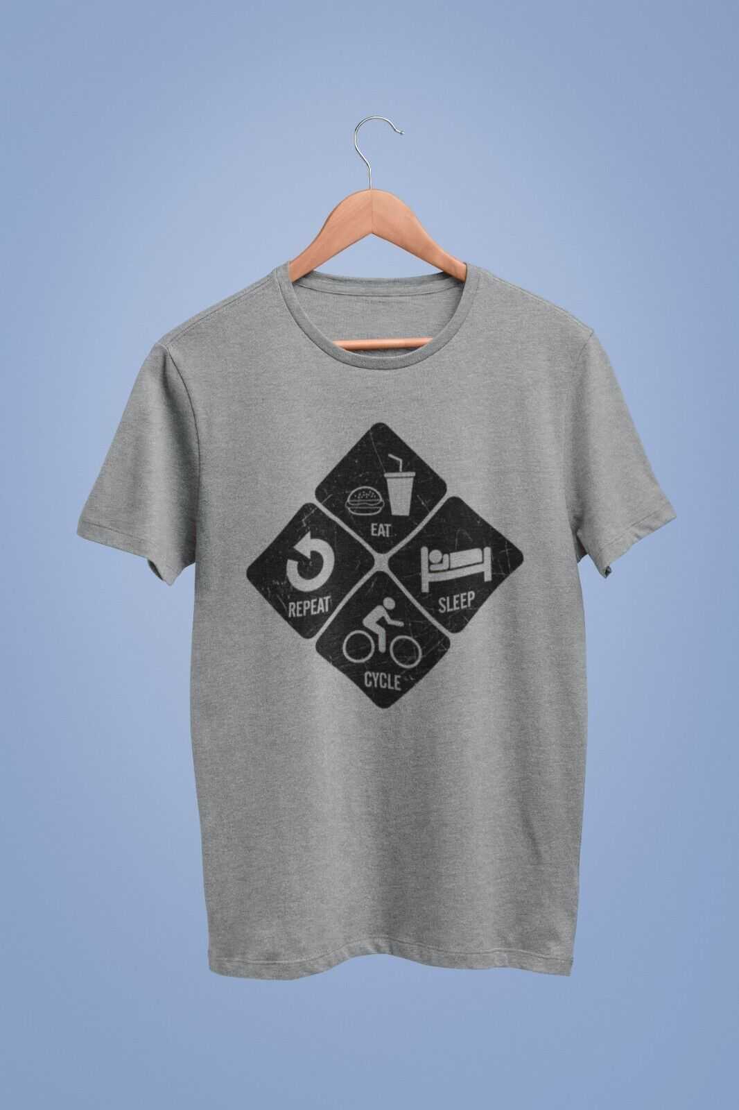 Cycling T Shirt Eat Sleep Cycle Repeat Gift Idea Bike Road Fitness PedGalaxy Tees