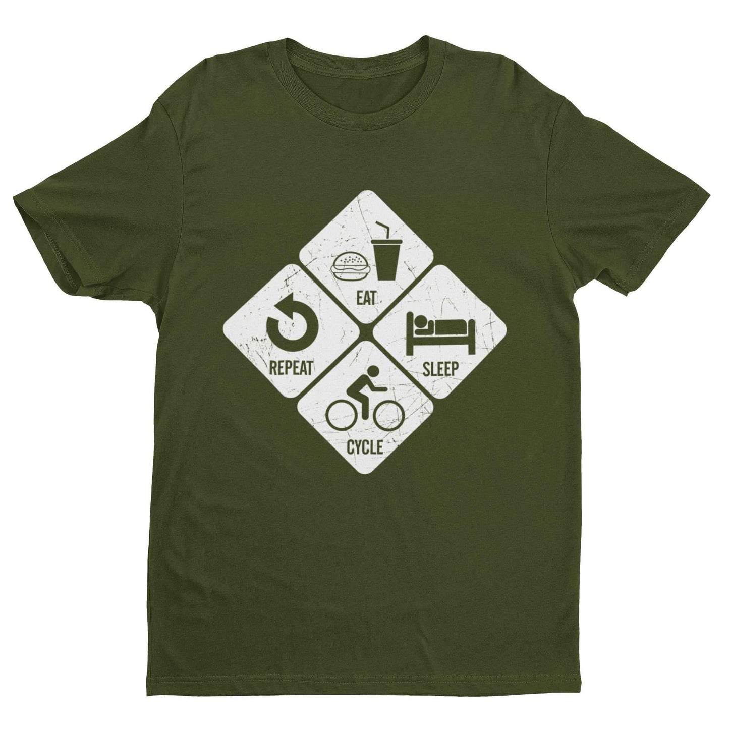 Cycling T Shirt Eat Sleep Cycle Repeat Gift Idea Bike Road Fitness PedGalaxy Tees