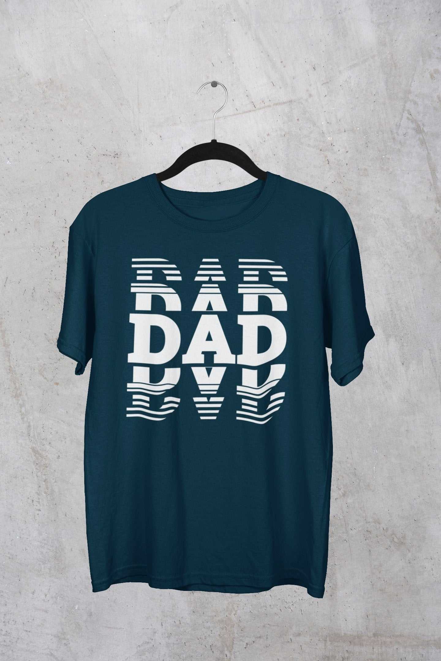Dad typography t-shirt for Father's Day gift, modern design on dark fabric.
