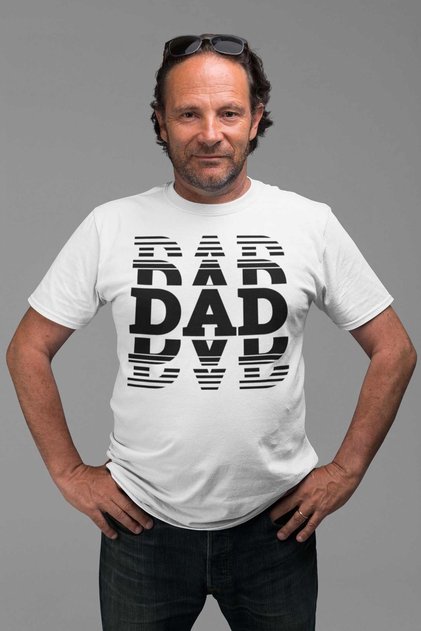 White dad typography t-shirt, novelty gift idea for Father's Day.