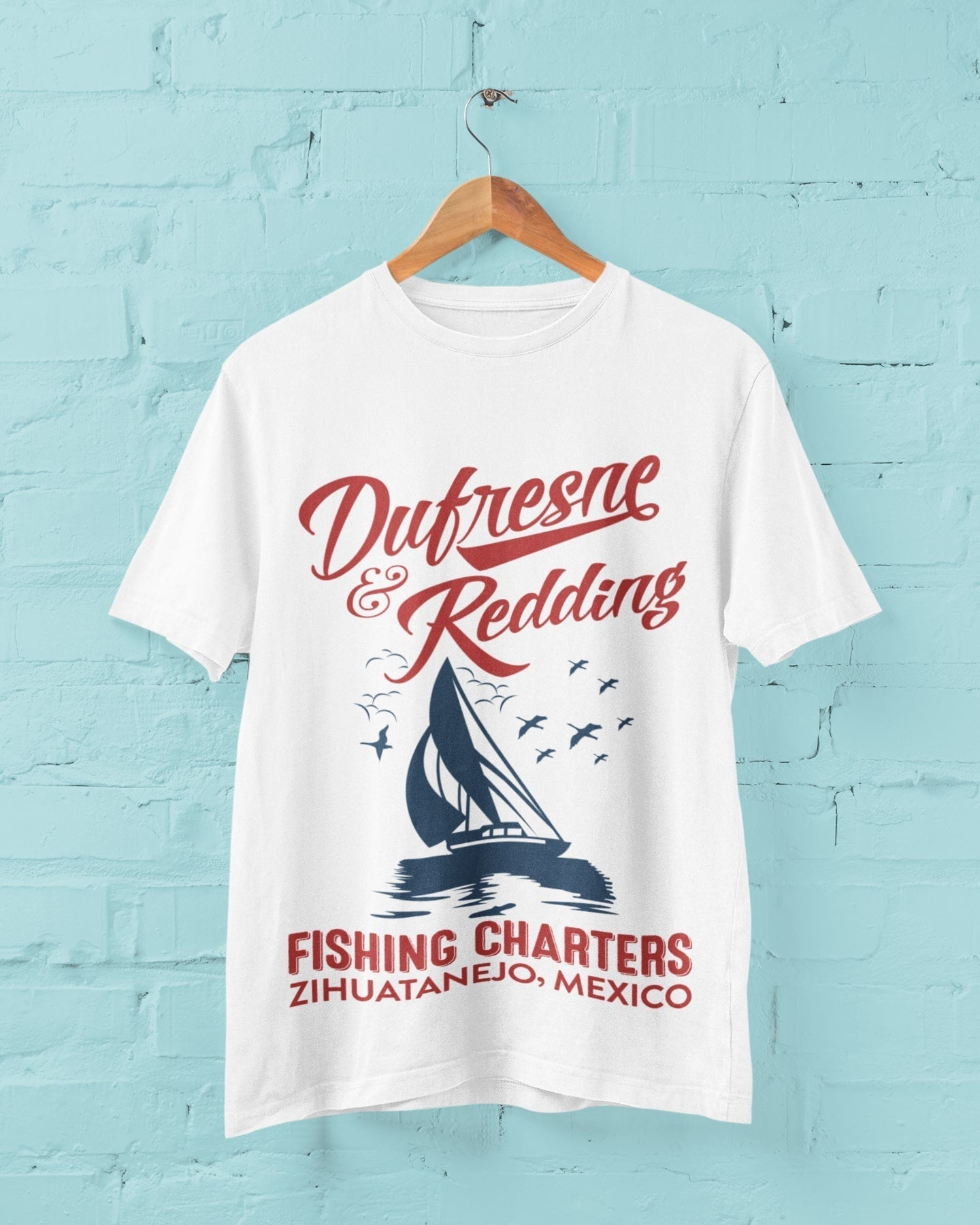 Dufresne & Redding Fishing Charters Retro T Shirt Andy Red Redemption Galaxy Tees