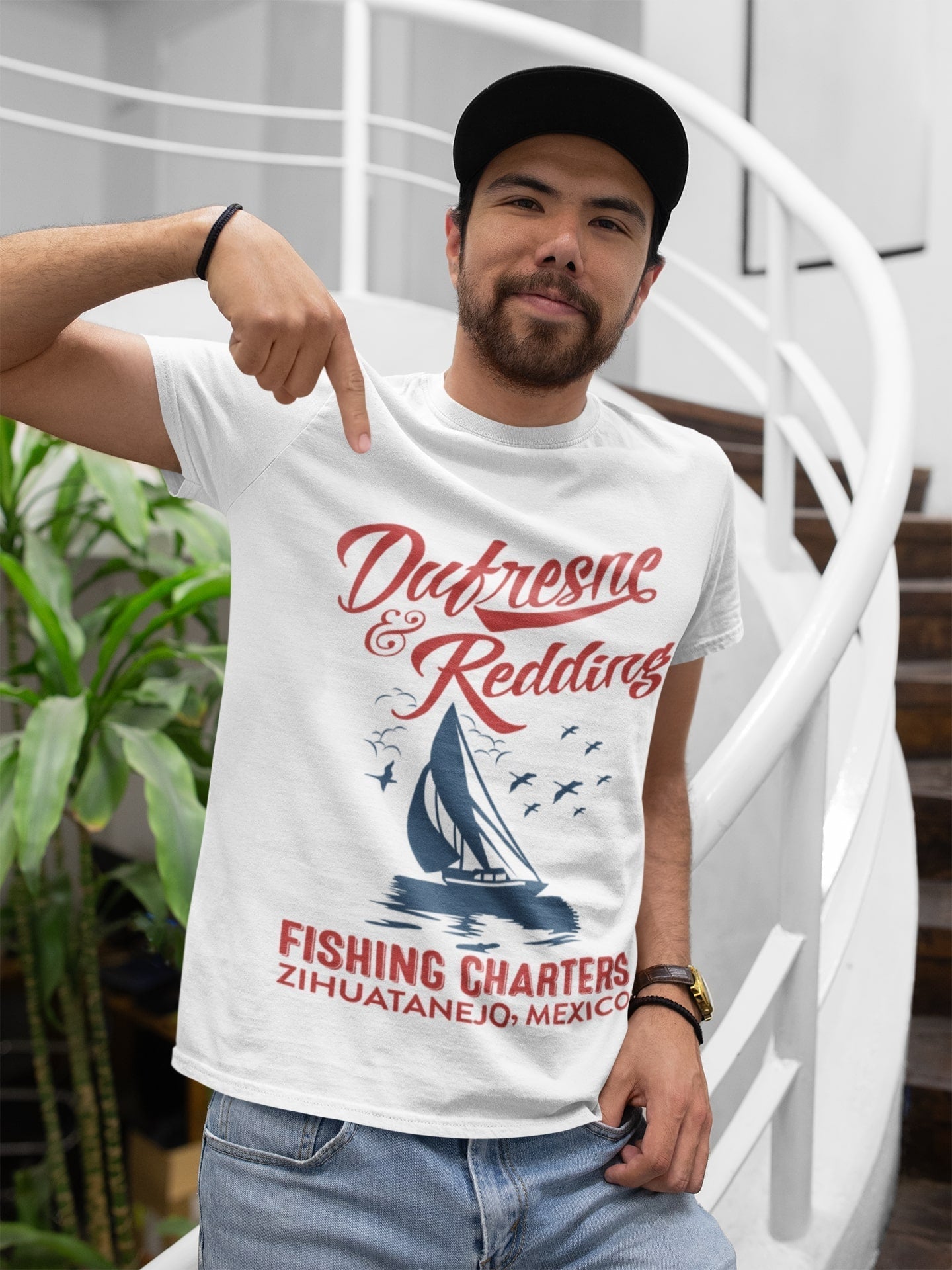 Dufresne & Redding Fishing Charters Retro T Shirt Andy Red Redemption Galaxy Tees