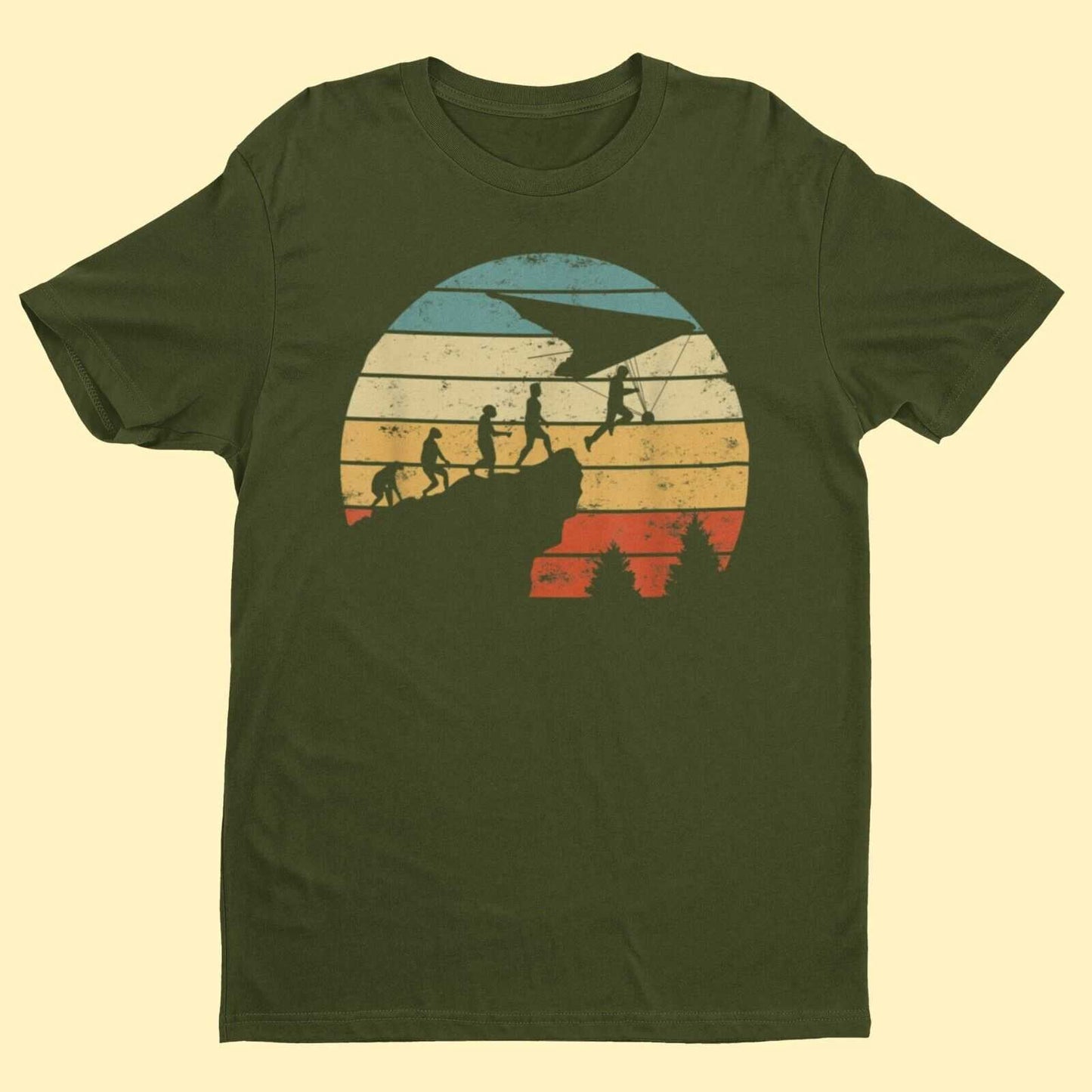 EVOLUTION OF HANG GLIDING Funny T Shirt Ape To Man Darwin Glider Gift Galaxy Tees