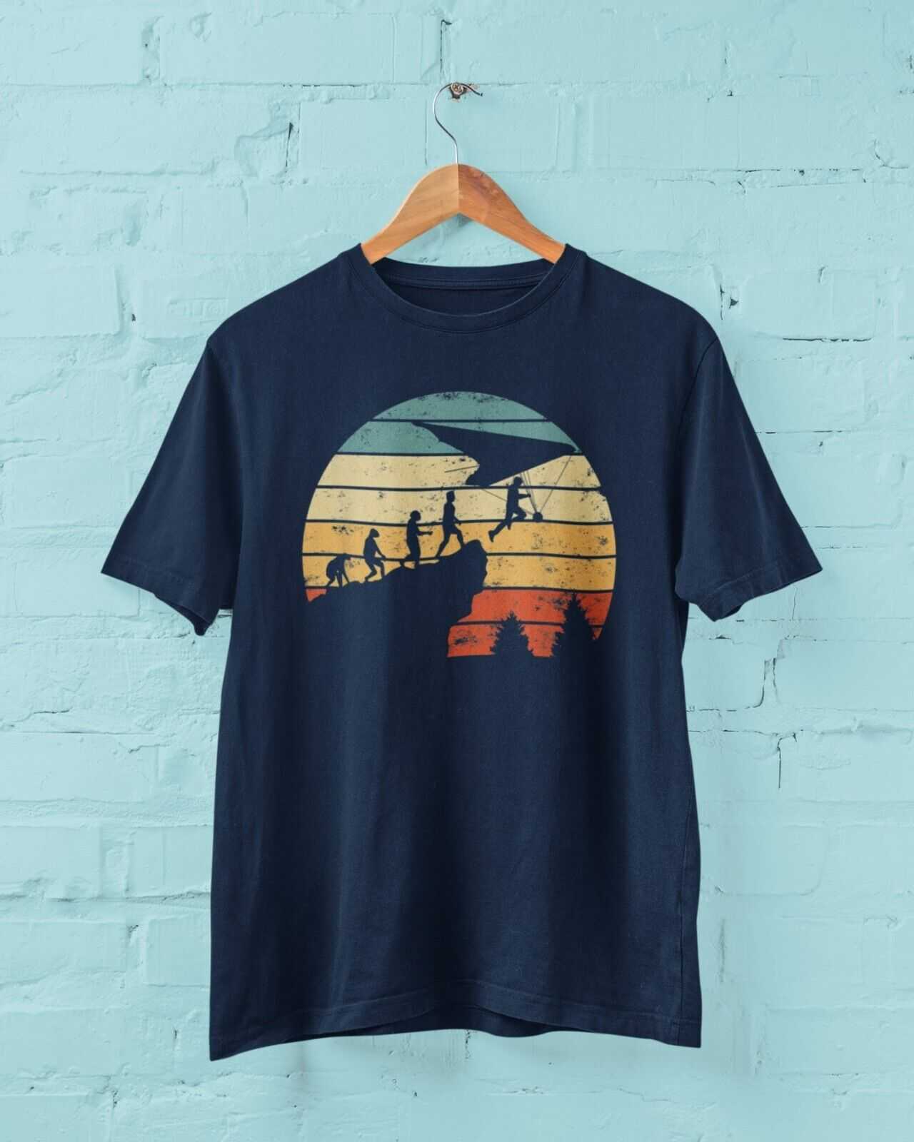 EVOLUTION OF HANG GLIDING Funny T Shirt Ape To Man Darwin Glider Gift Galaxy Tees