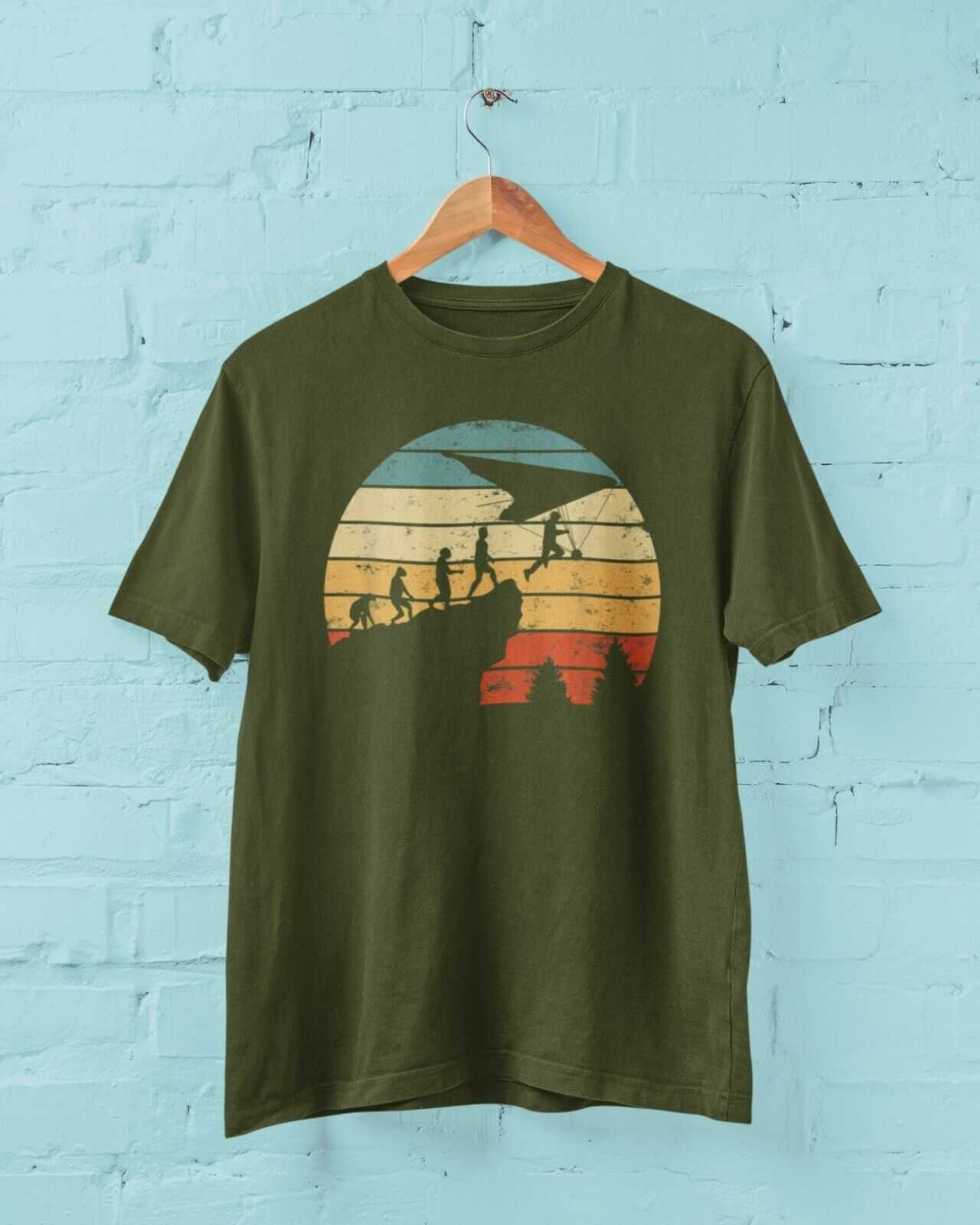 EVOLUTION OF HANG GLIDING Funny T Shirt Ape To Man Darwin Glider Gift Galaxy Tees