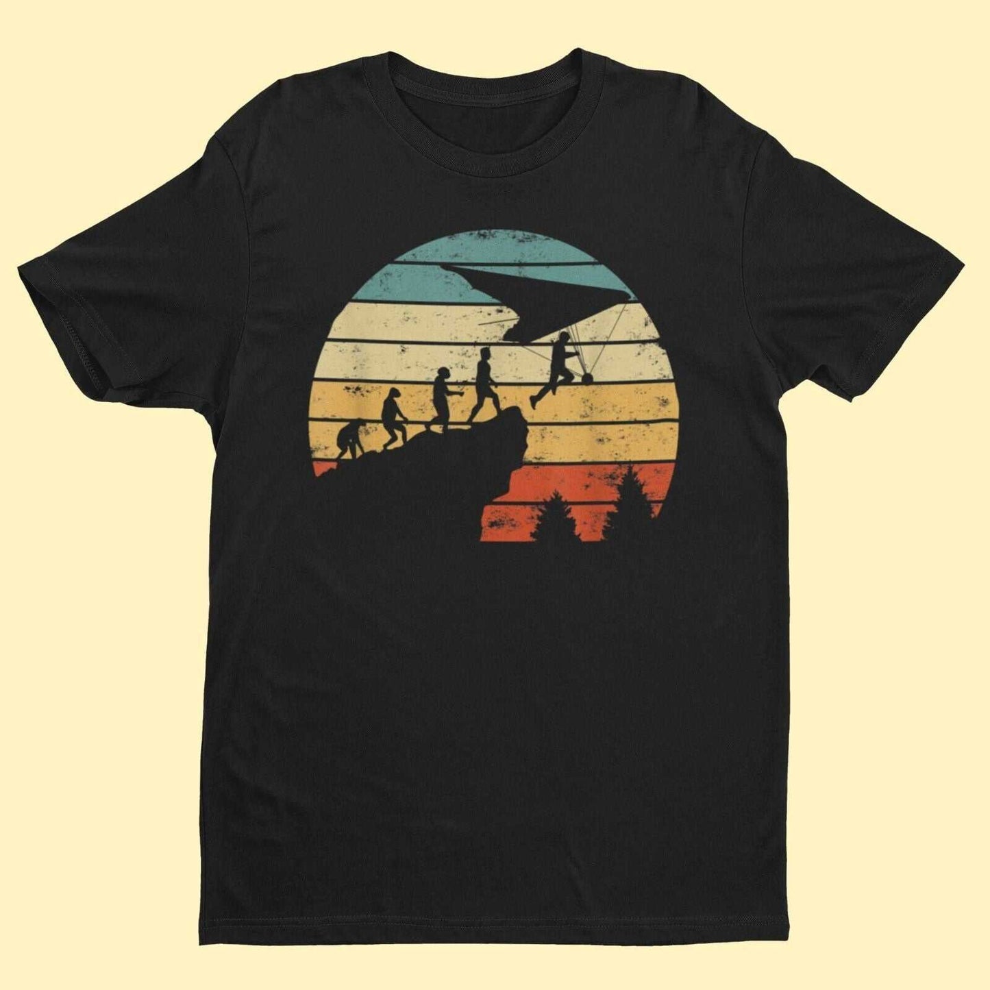 EVOLUTION OF HANG GLIDING Funny T Shirt Ape To Man Darwin Glider Gift Galaxy Tees