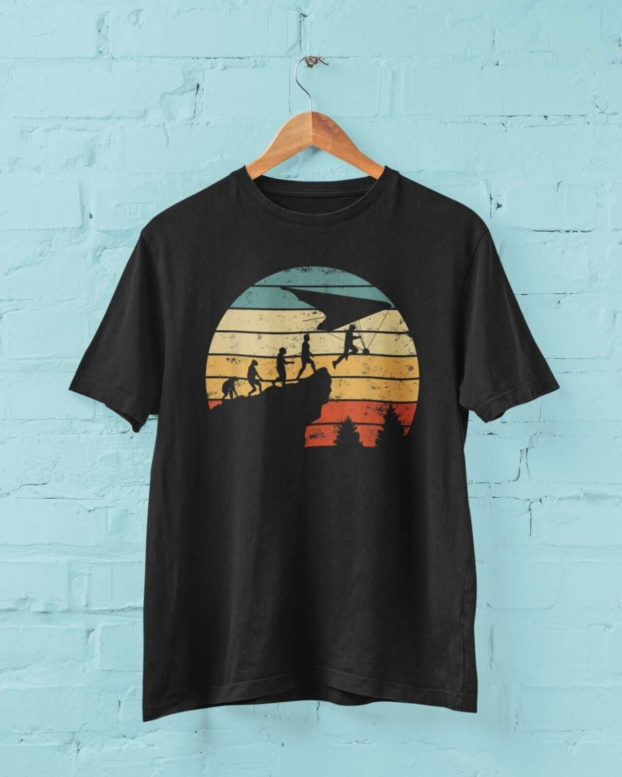 EVOLUTION OF HANG GLIDING Funny T Shirt Ape To Man Darwin Glider Gift Galaxy Tees