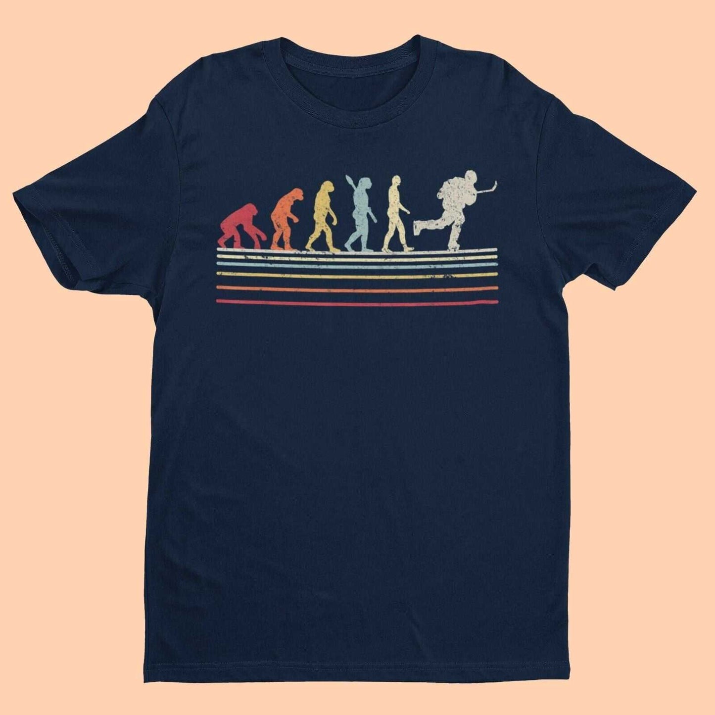 EVOLUTION OF ICE HOCKEY T Shirt Ape To Man Darwin Design Puck Rink FunGalaxy Tees