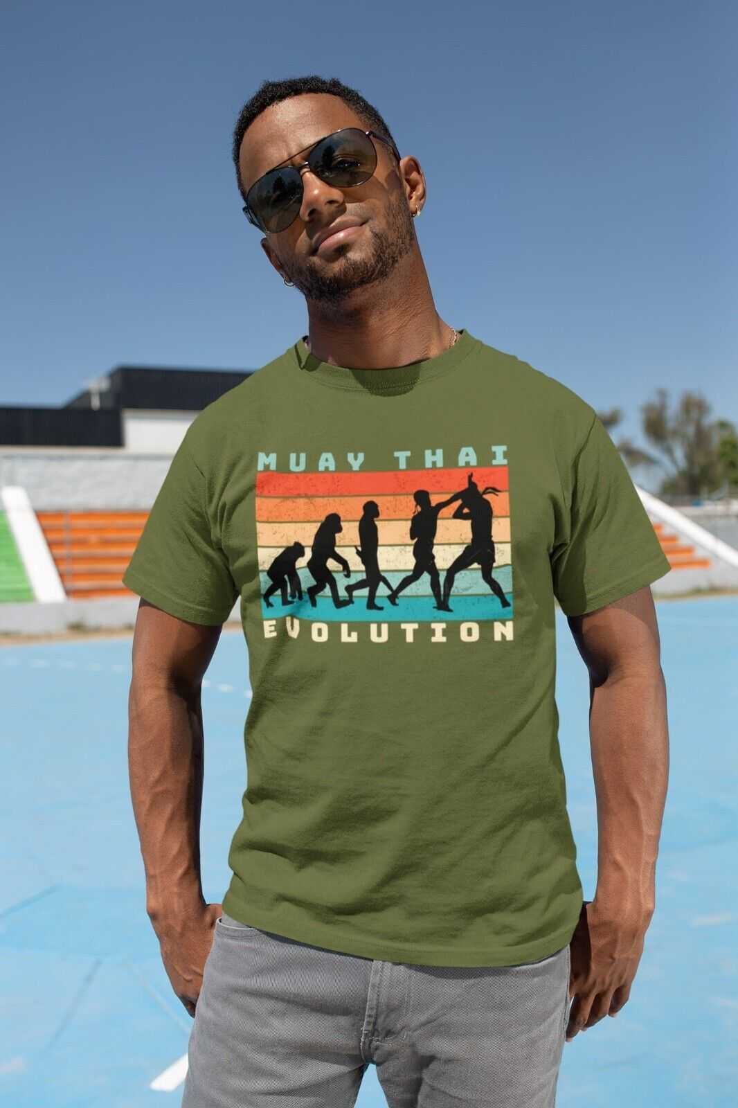 EVOLUTION OF MUAY THAI Funny T SHirt Ape To Thai Boxing Combat Sport Galaxy Tees
