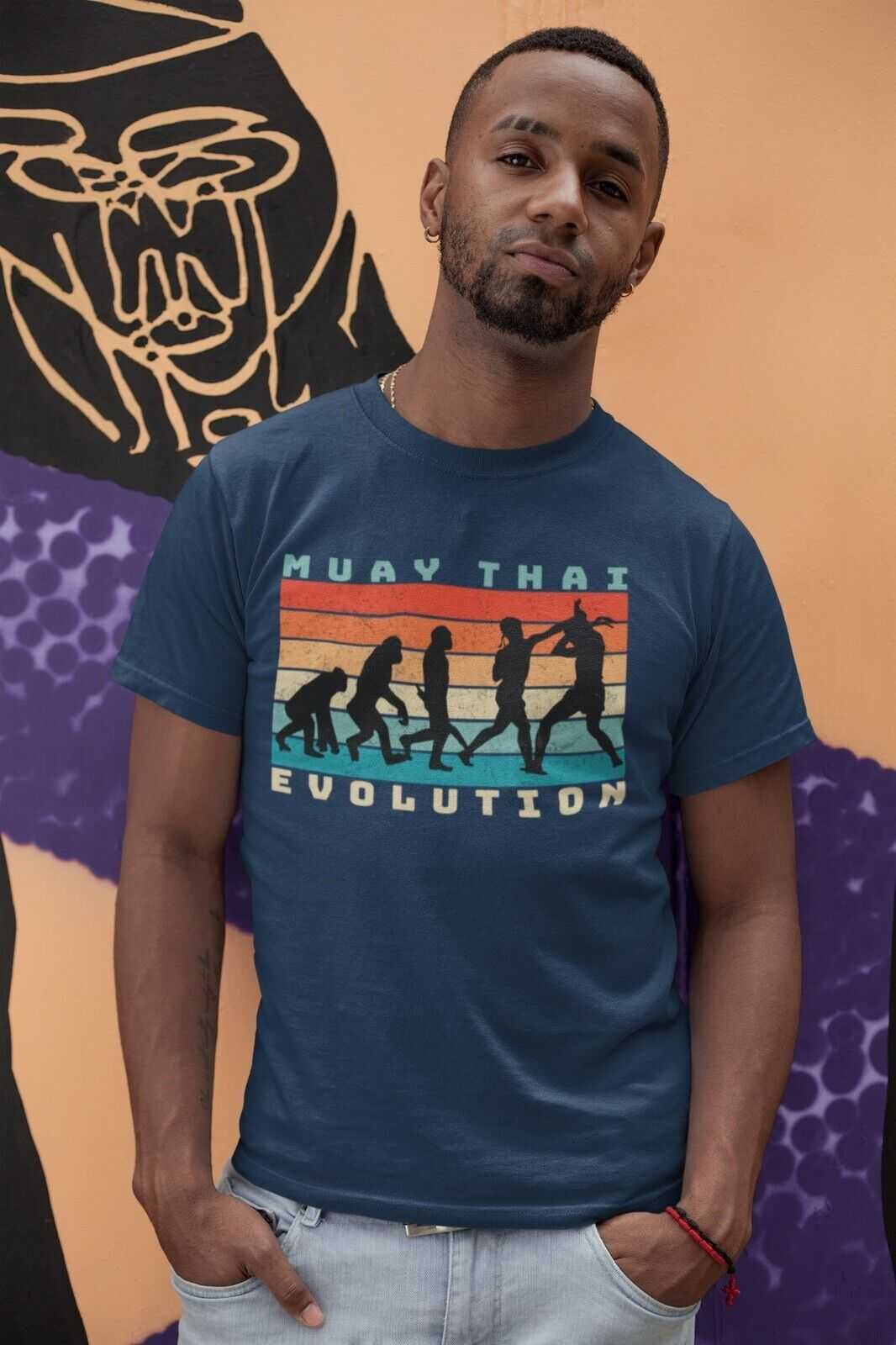 EVOLUTION OF MUAY THAI Funny T SHirt Ape To Thai Boxing Combat Sport Galaxy Tees