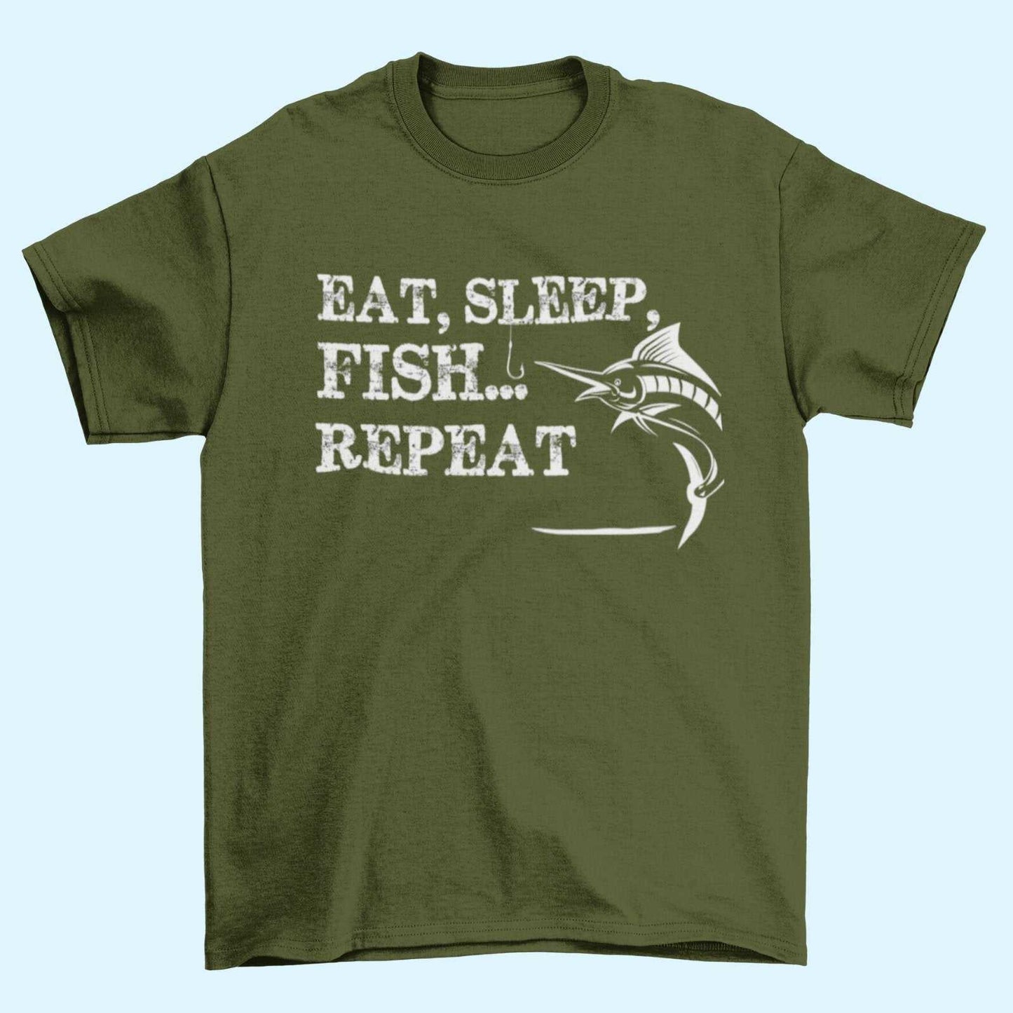 Eat Sleep Fish Repeat Fishing T Shirt Funny Gift Fisherman Angler Dad Galaxy Tees