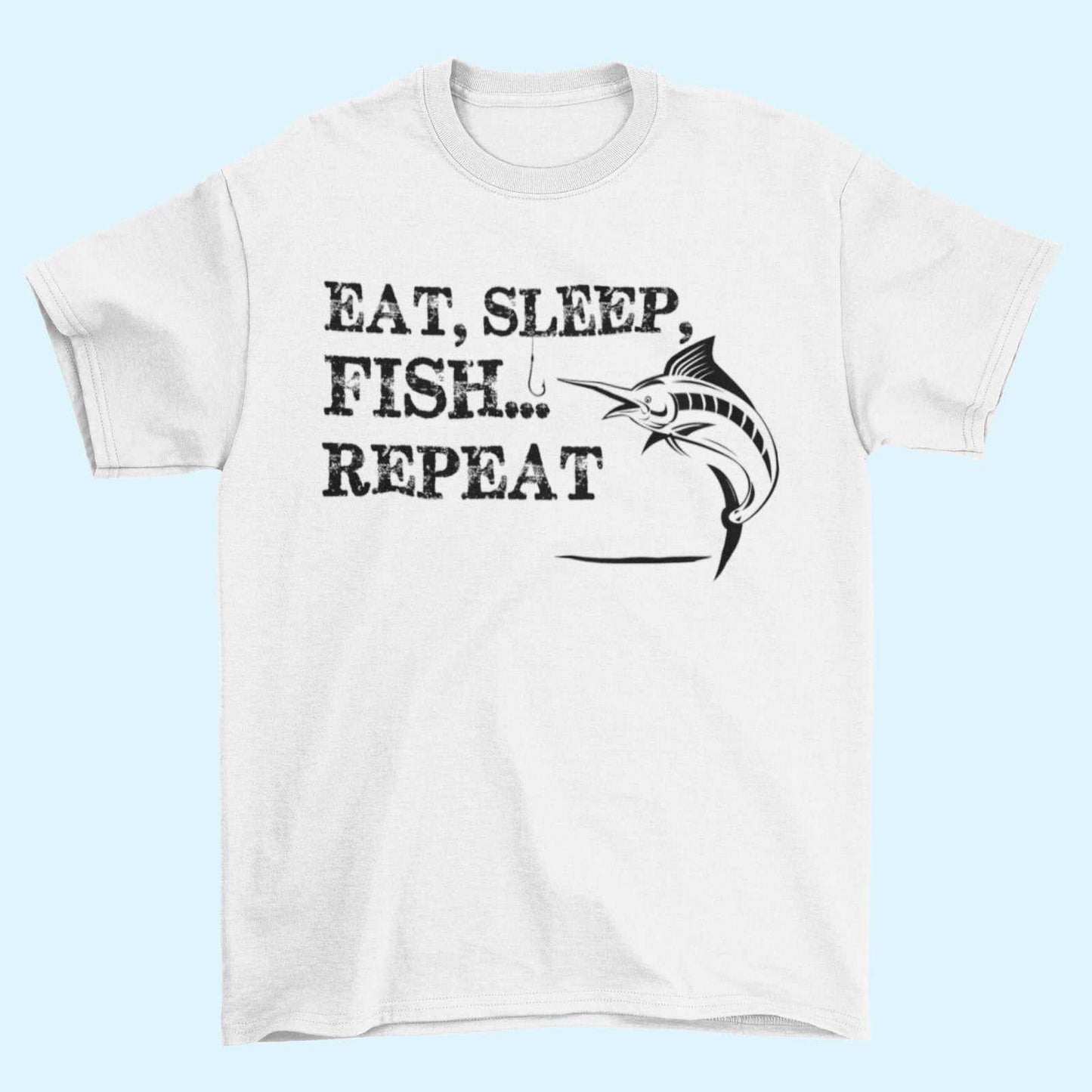 Eat Sleep Fish Repeat Fishing T Shirt Funny Gift Fisherman Angler Dad Galaxy Tees