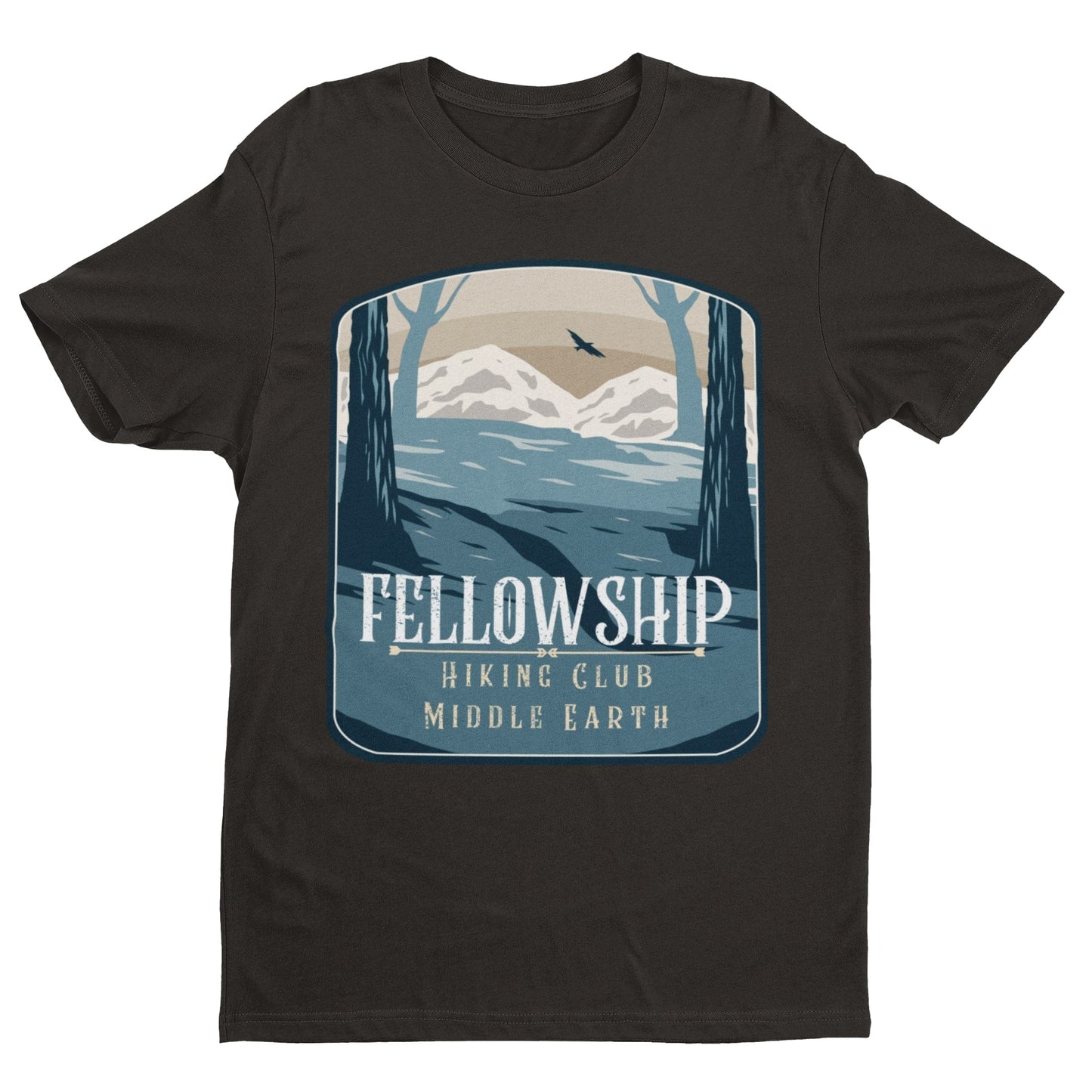 Fellowship Hiking Club T Shirt for book film tv fan rings of the lord Galaxy Tees